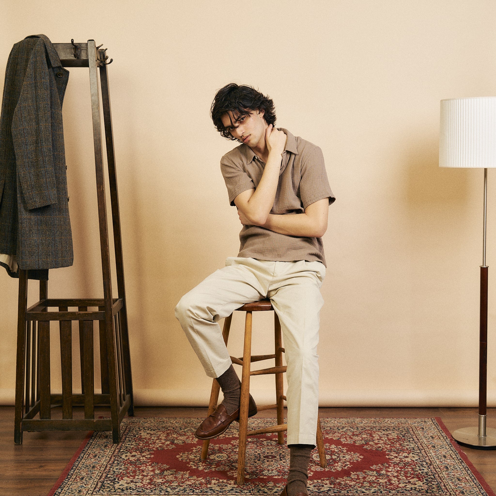 Burrows & Hare Pop Over Short Sleeve Morton Shirt - Brown
