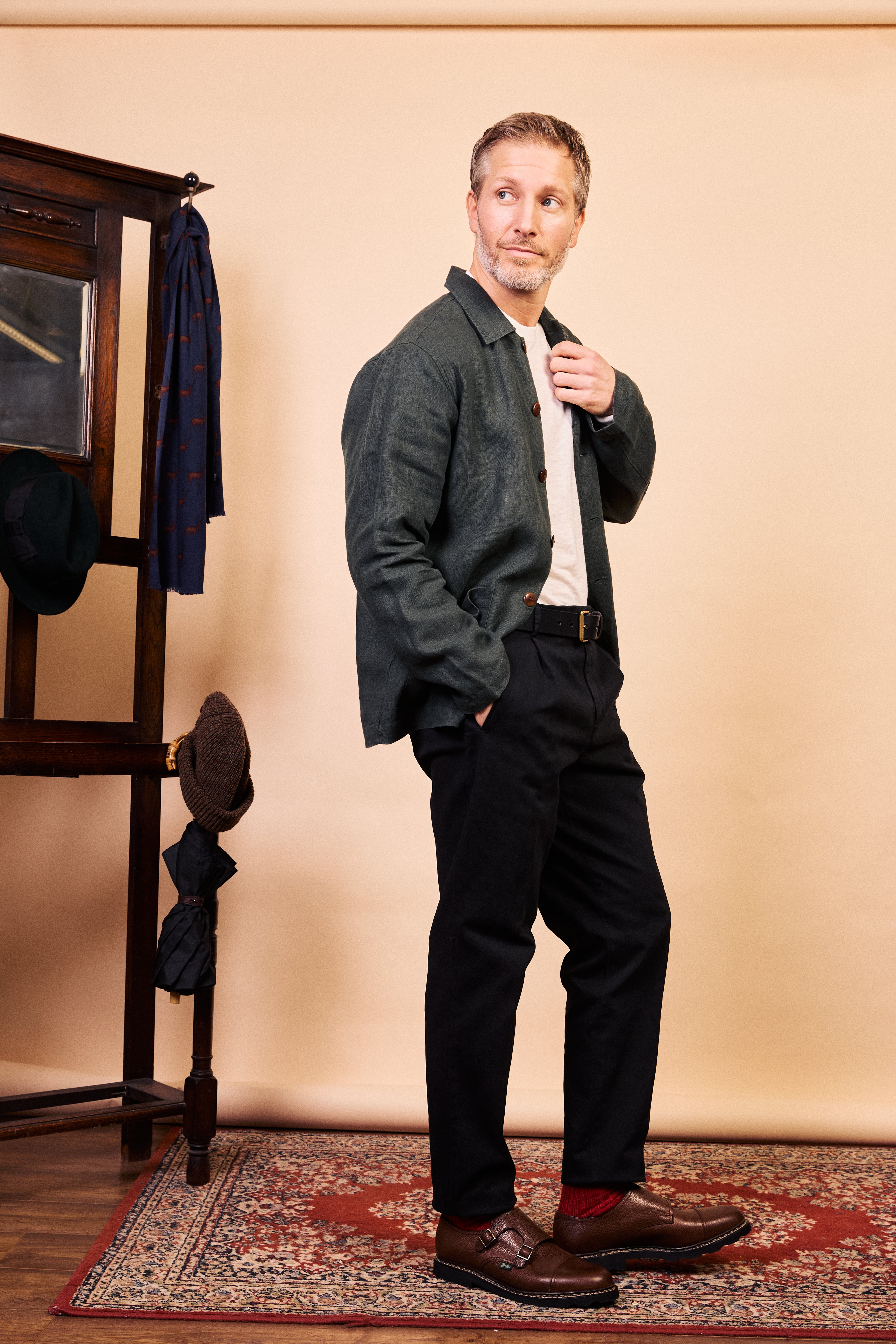 Burrows & Hare Linen Iffley Jacket - Eucalyptus
