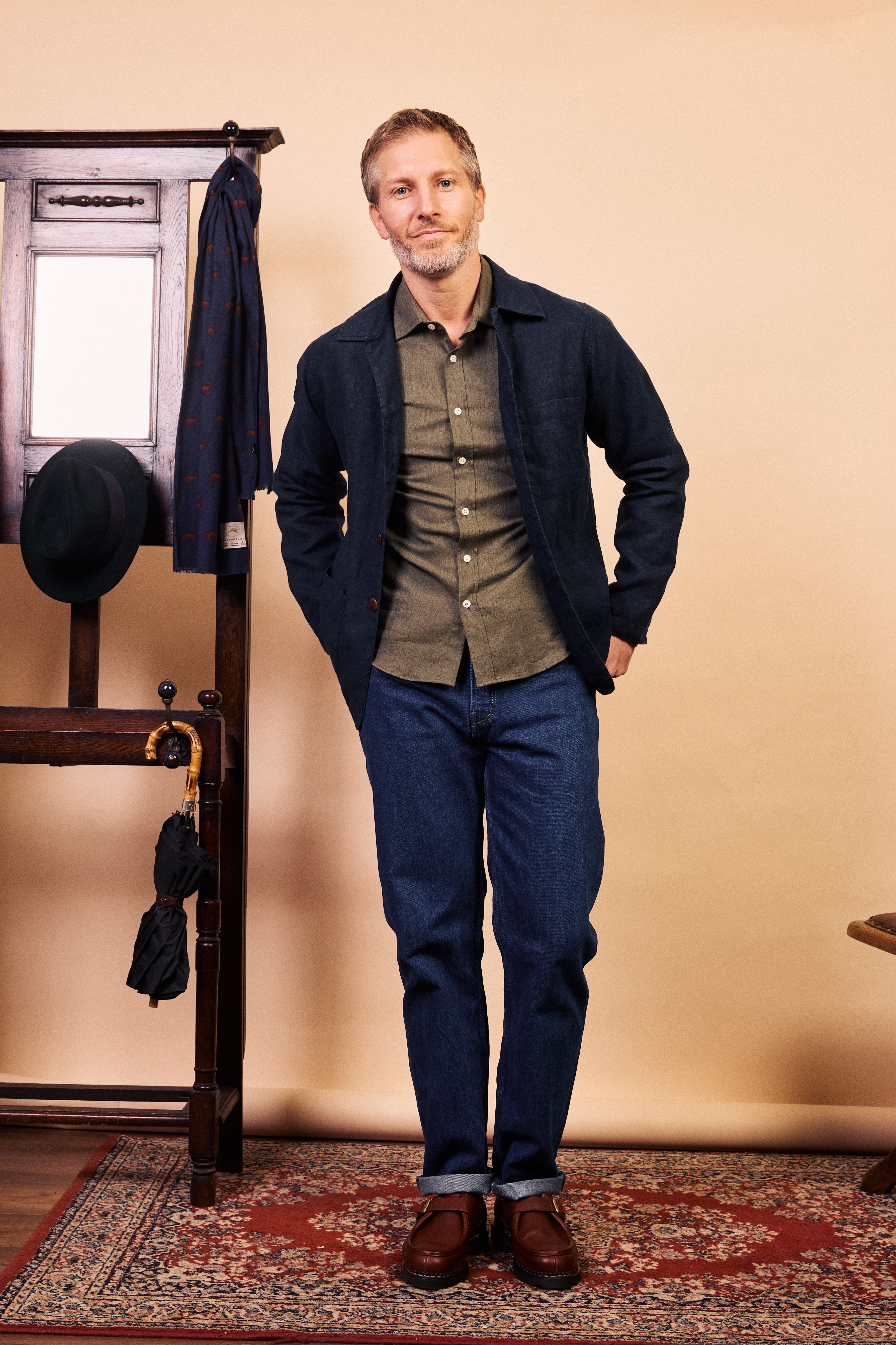 Burrows & Hare Linen Iffley Jacket - Navy