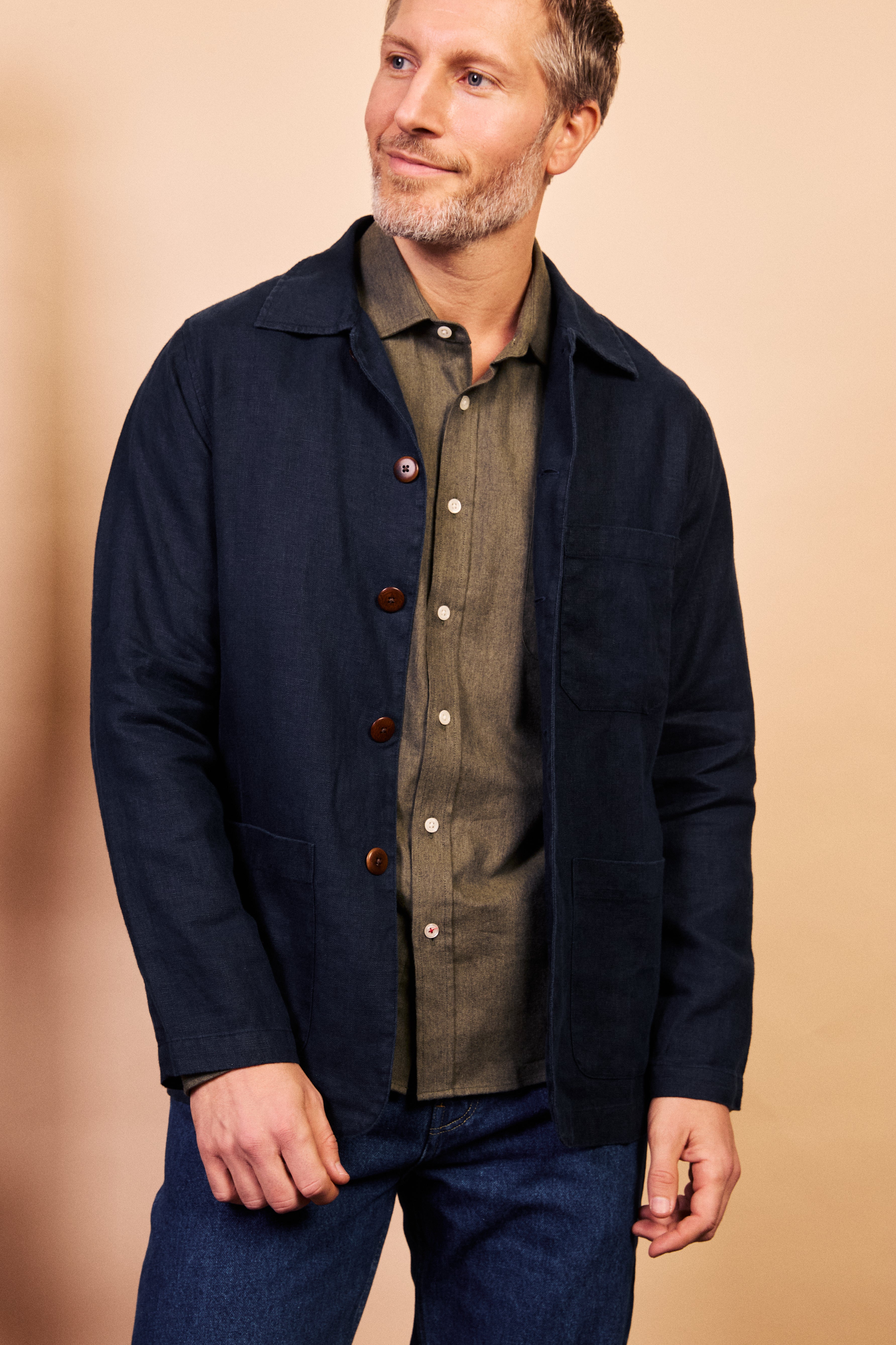 Burrows & Hare Linen Iffley Jacket - Navy
