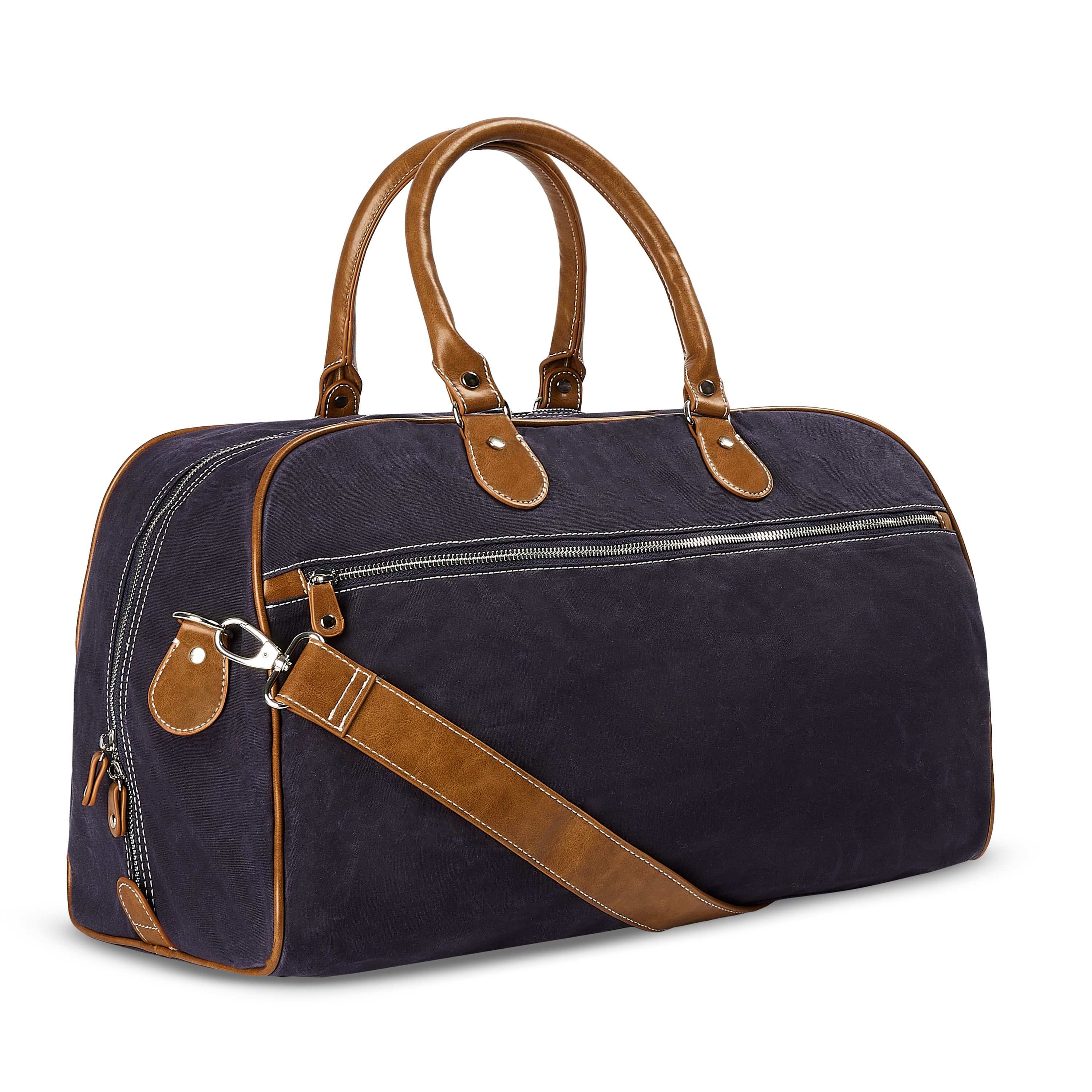Waxed Cotton Canvas Duffle Bag - Navy
