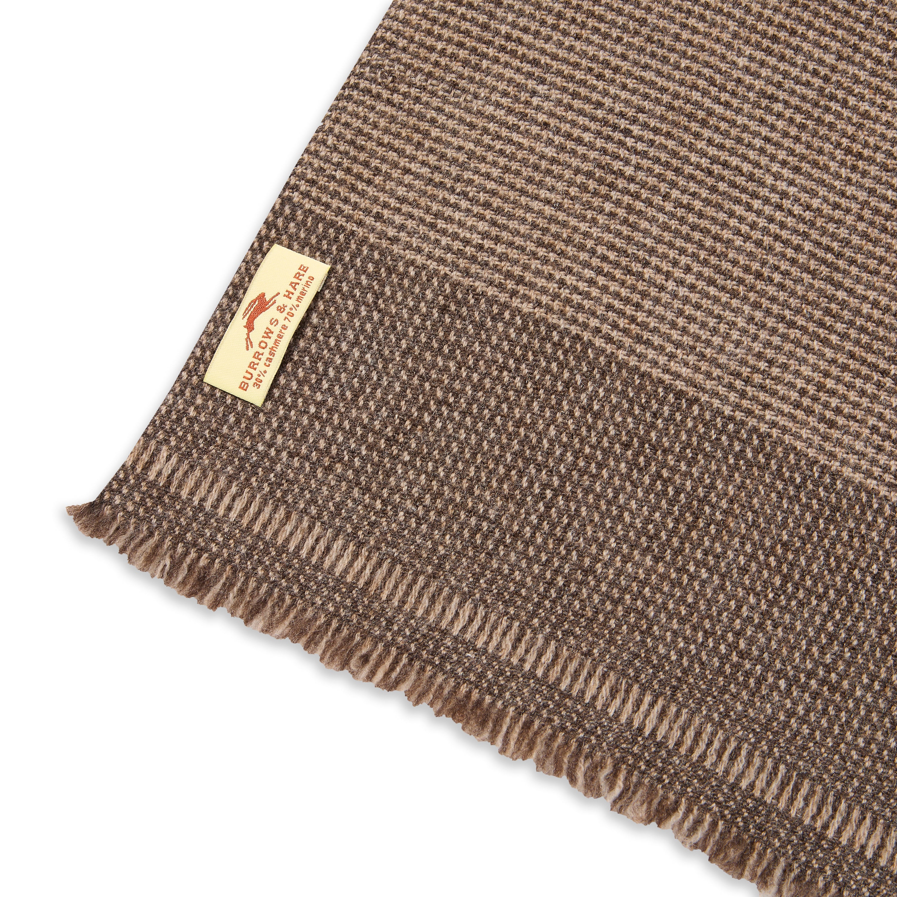 Wool Scarf - Brown Houndstooth