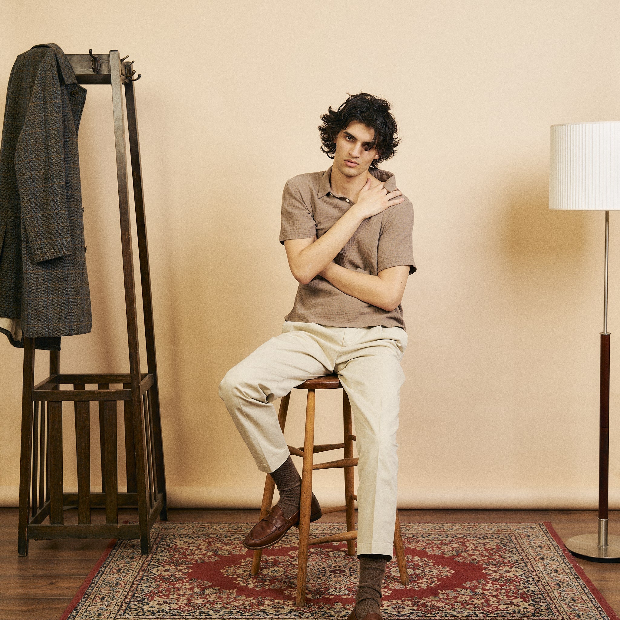 Burrows & Hare Pop Over Short Sleeve Morton Shirt - Brown