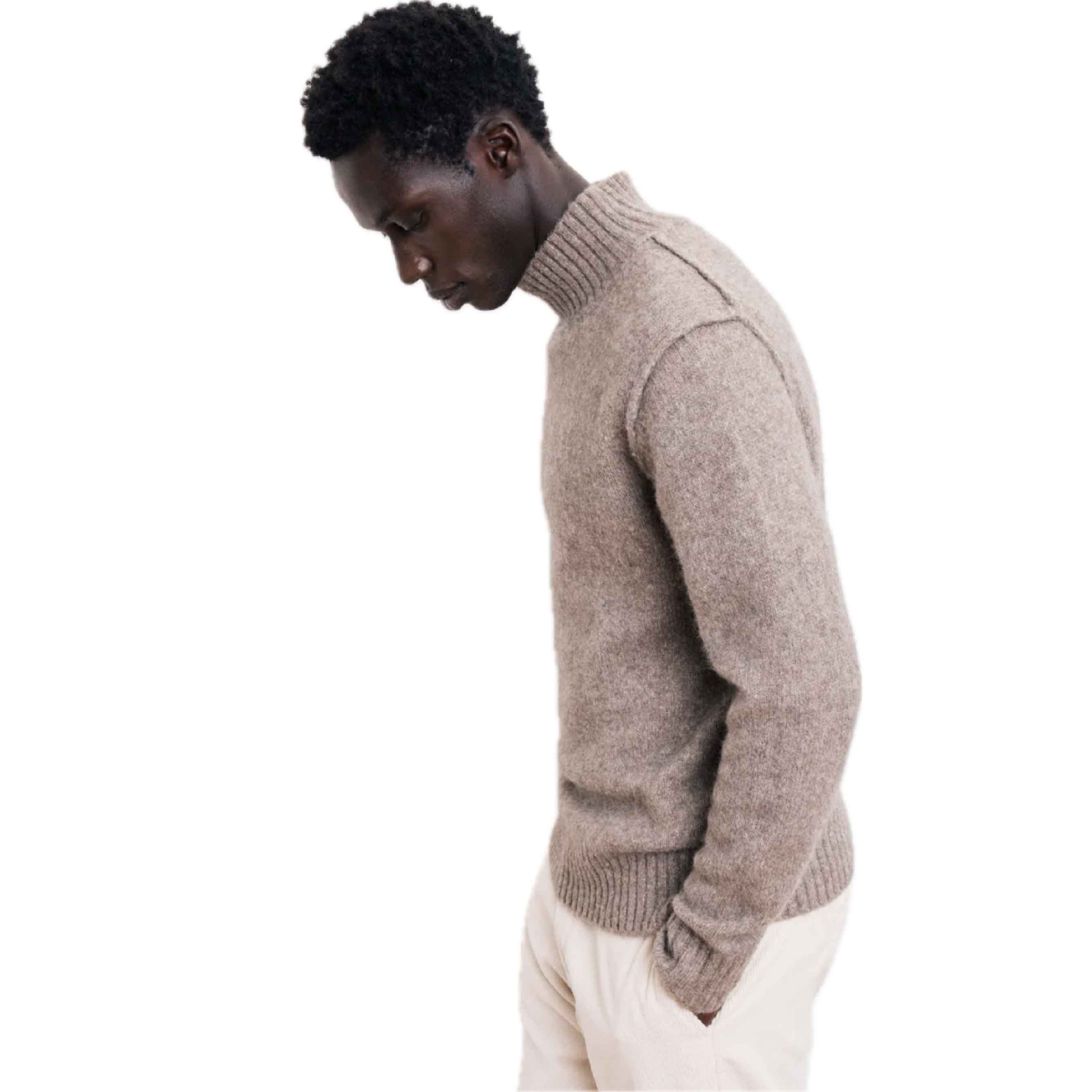 Knitted Pullover Turtle Neck - Mushroom