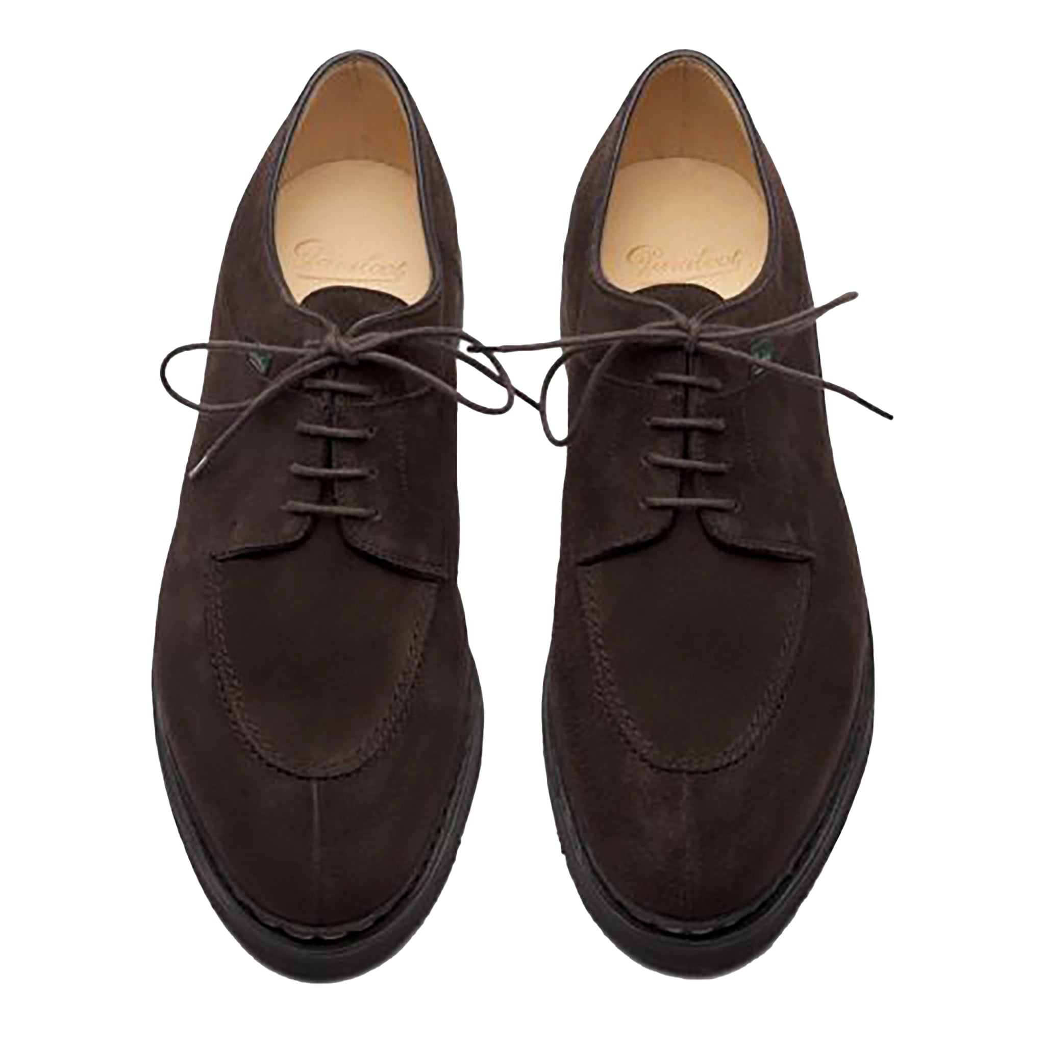 Close-up of Paraboot Avignon Shoe in Velours Congo, showing Norwegian welt construction.