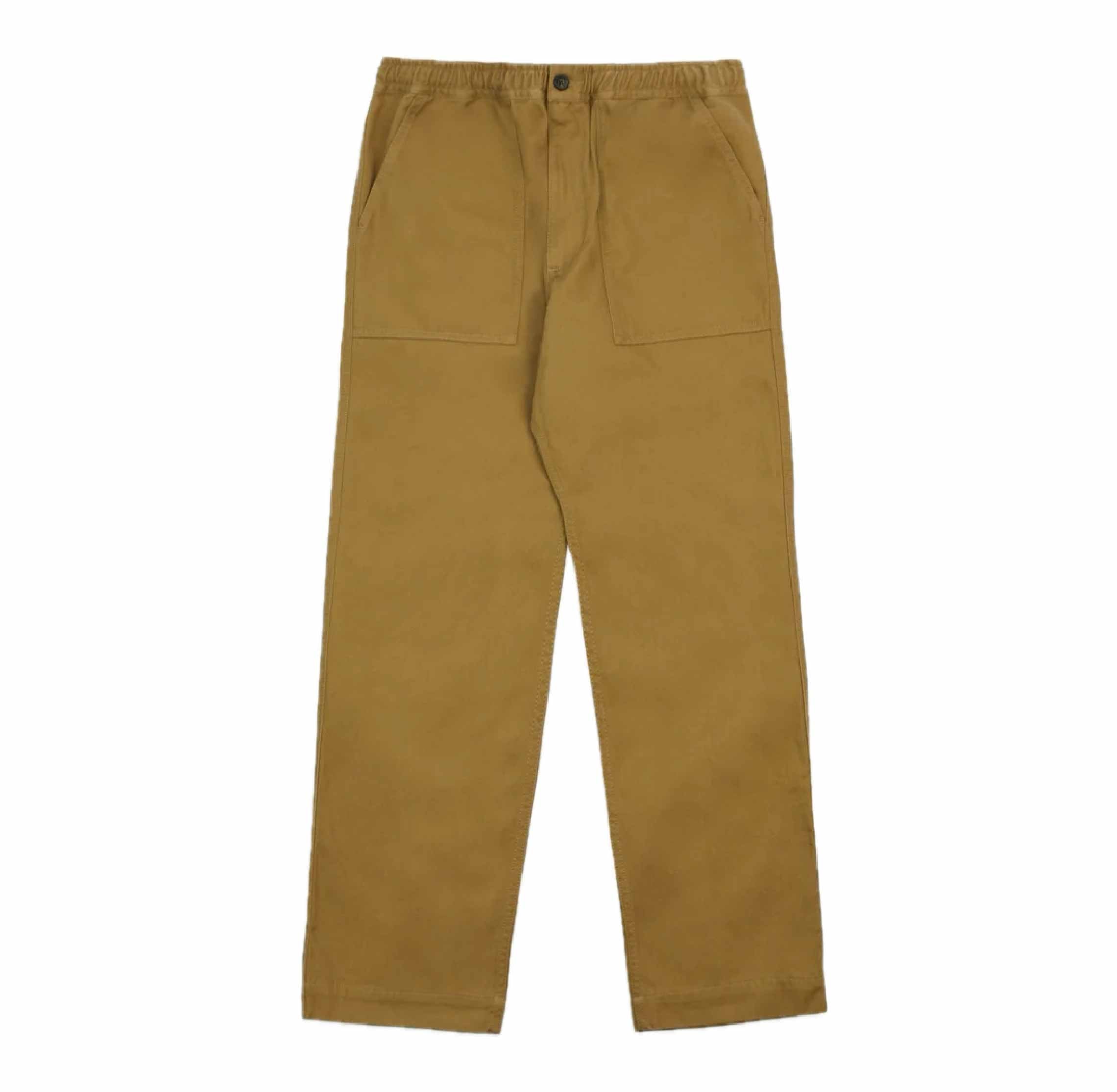 Khaki Herringbone Twill Cotton Drawstring Trousers