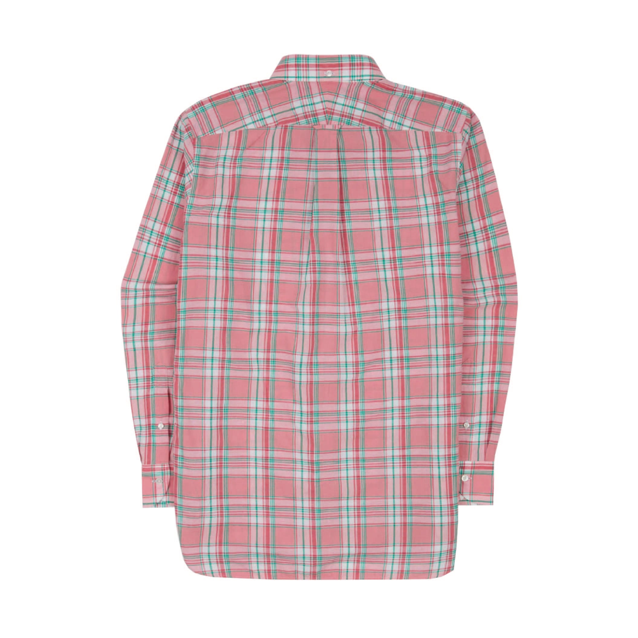 Madras Check Cotton Button-Down Shirt - Pink, White & Green