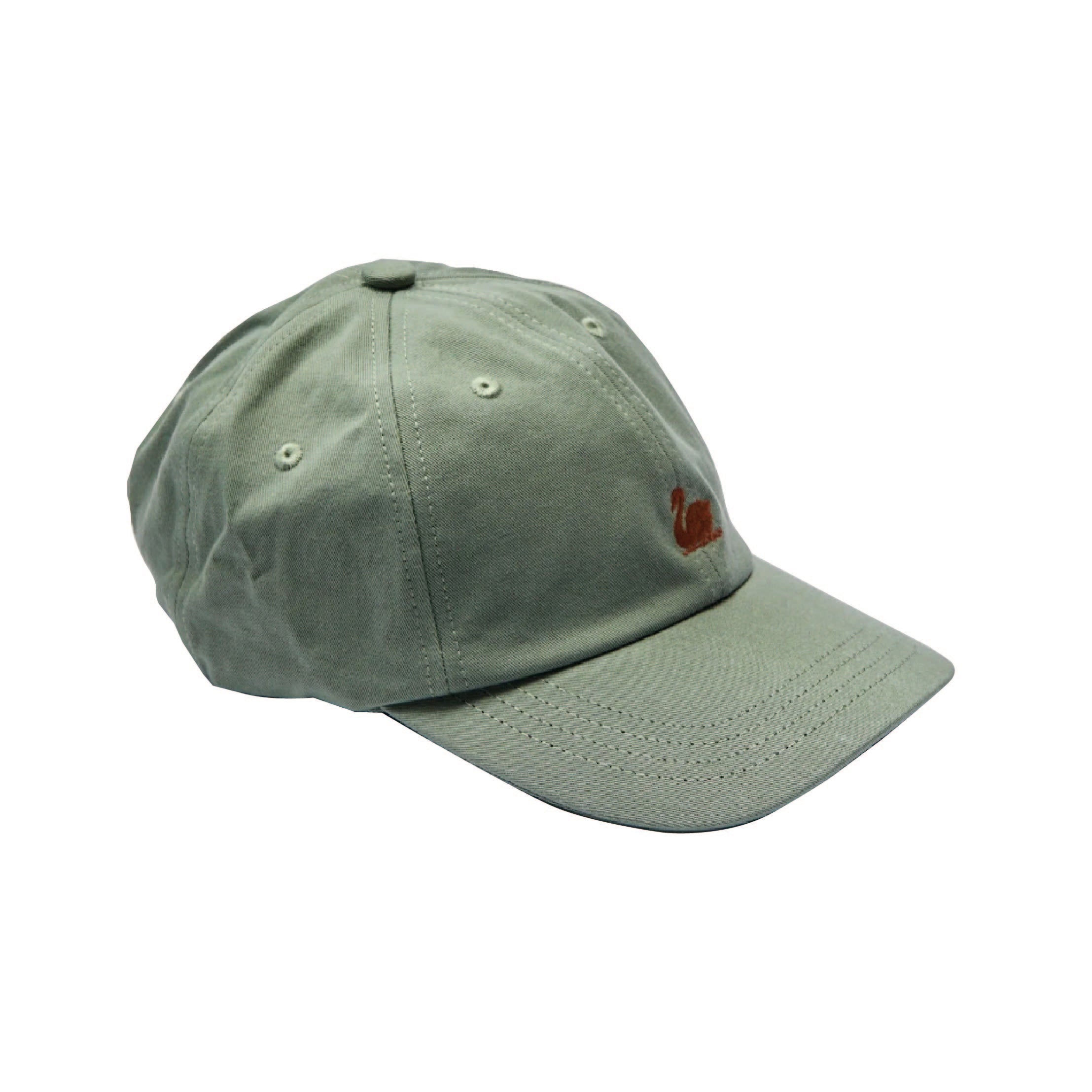 Merz b. Schwanen Swan Logo Cotton Twill Cap in Light Army/Nut – back view