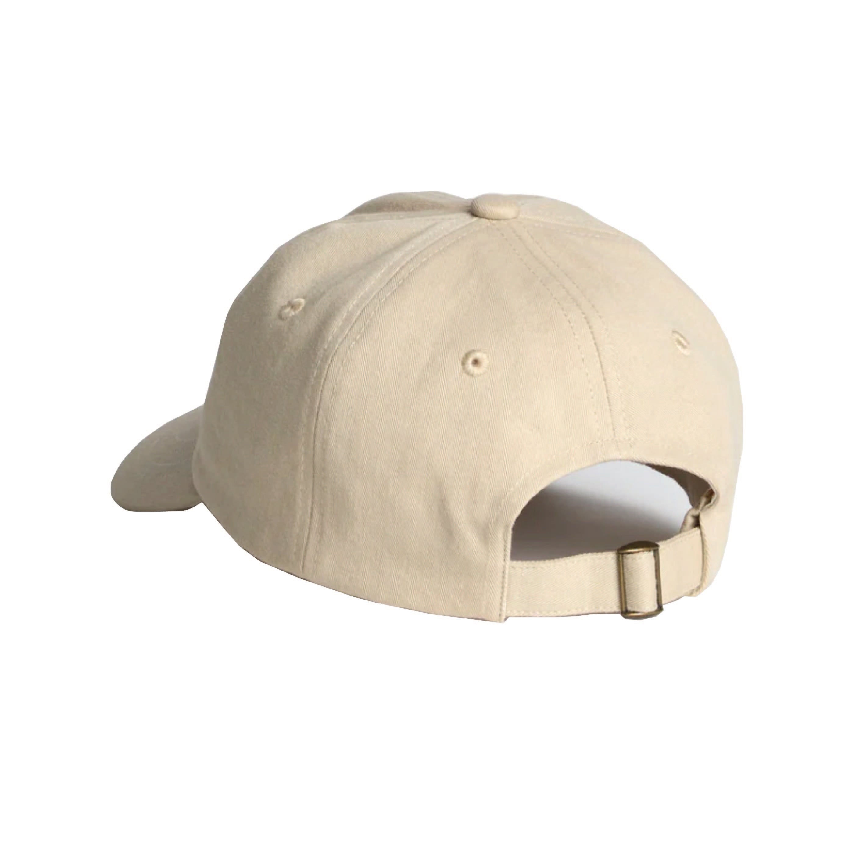 Merz b. Schwanen Swan Logo Cotton Twill Cap in Light Khaki/Deep Blue – back view