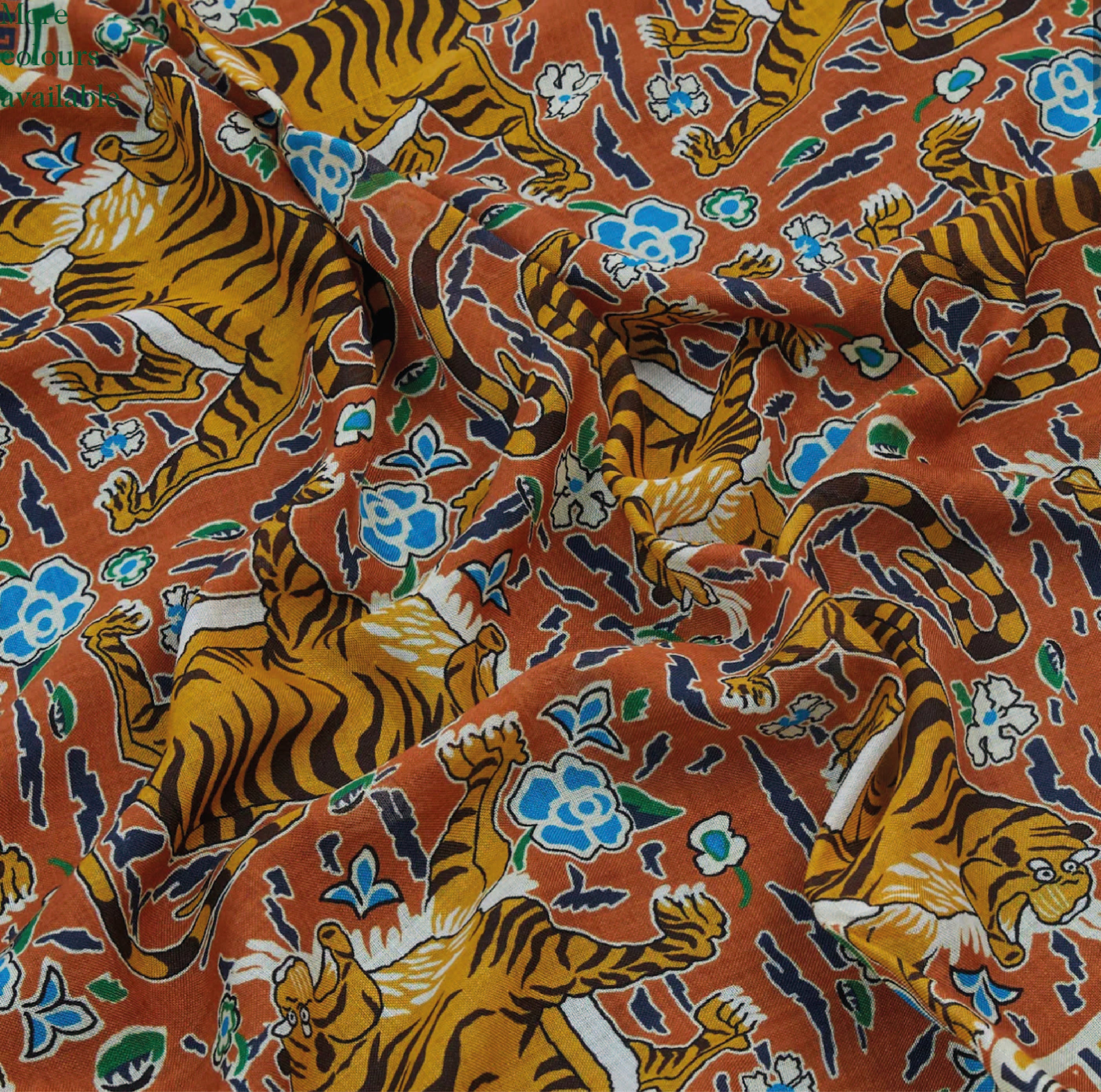 Orange Jumbo Tiger Print Wool-Silk Scarf
