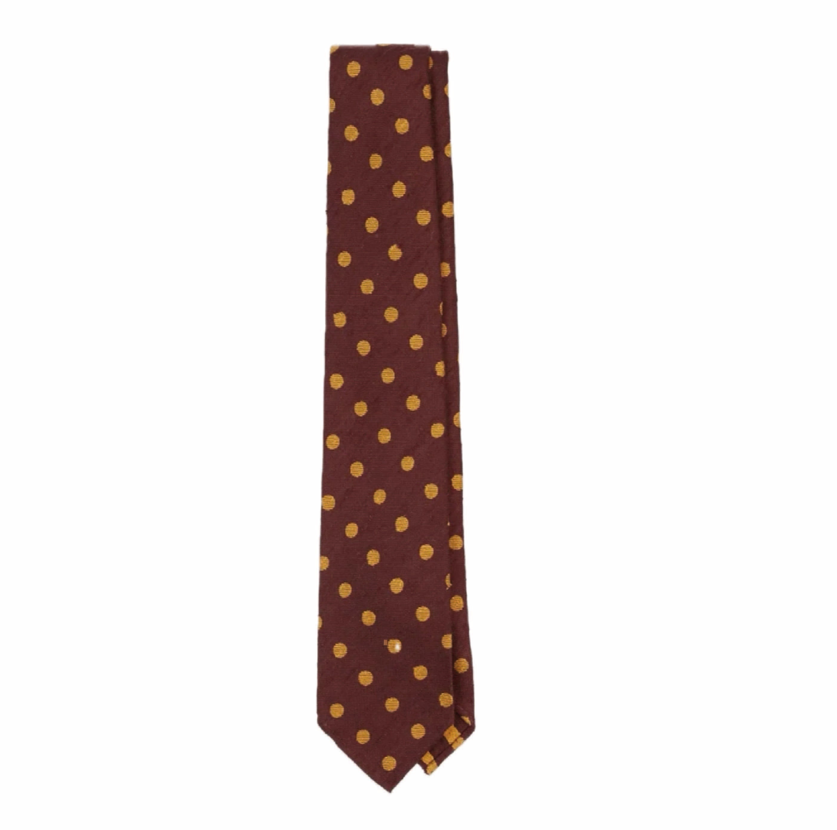 Red and Gold Polka Dot Shantung Silk Tie