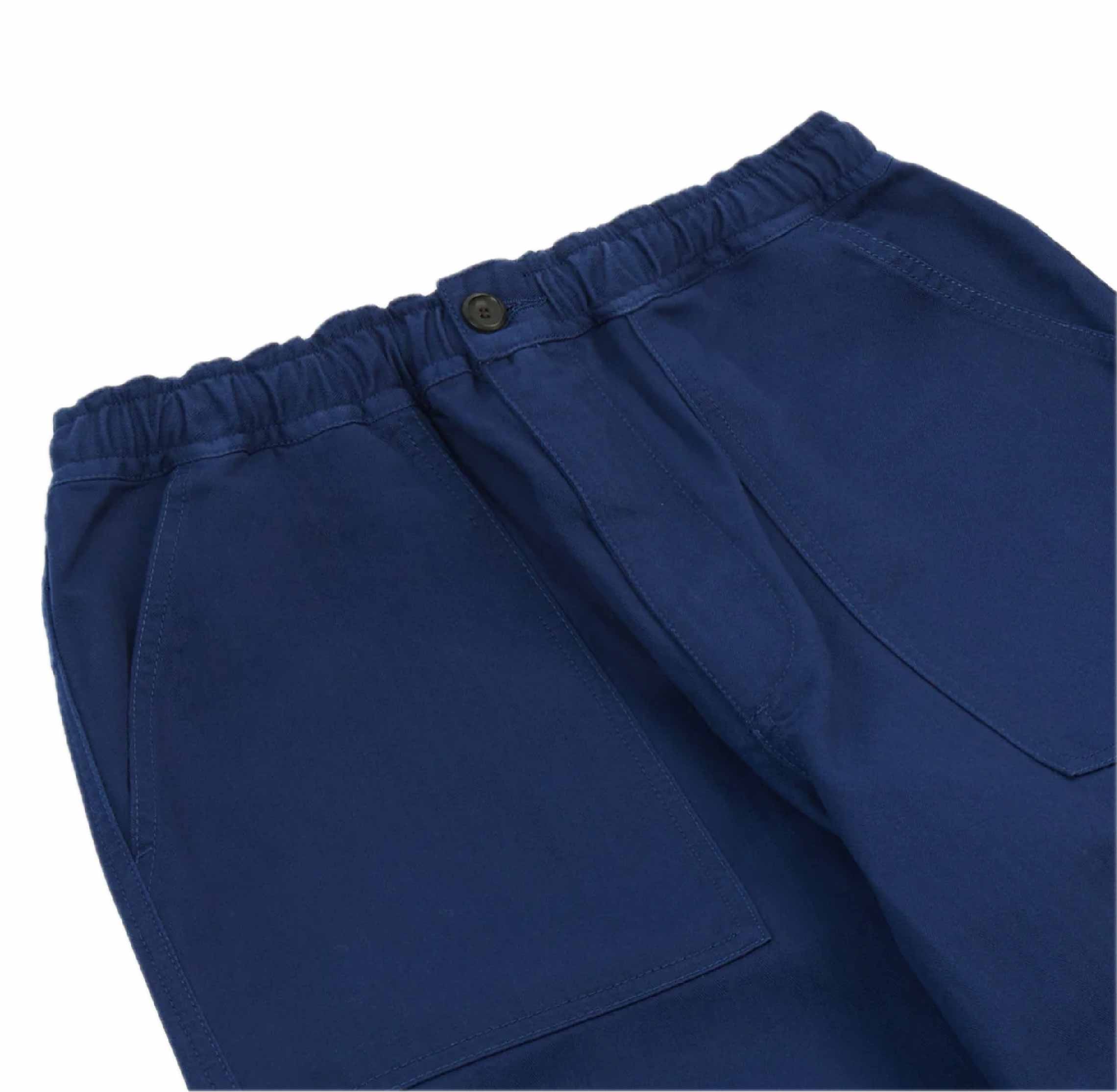 Navy Herringbone Twill Cotton Drawstring Trousers