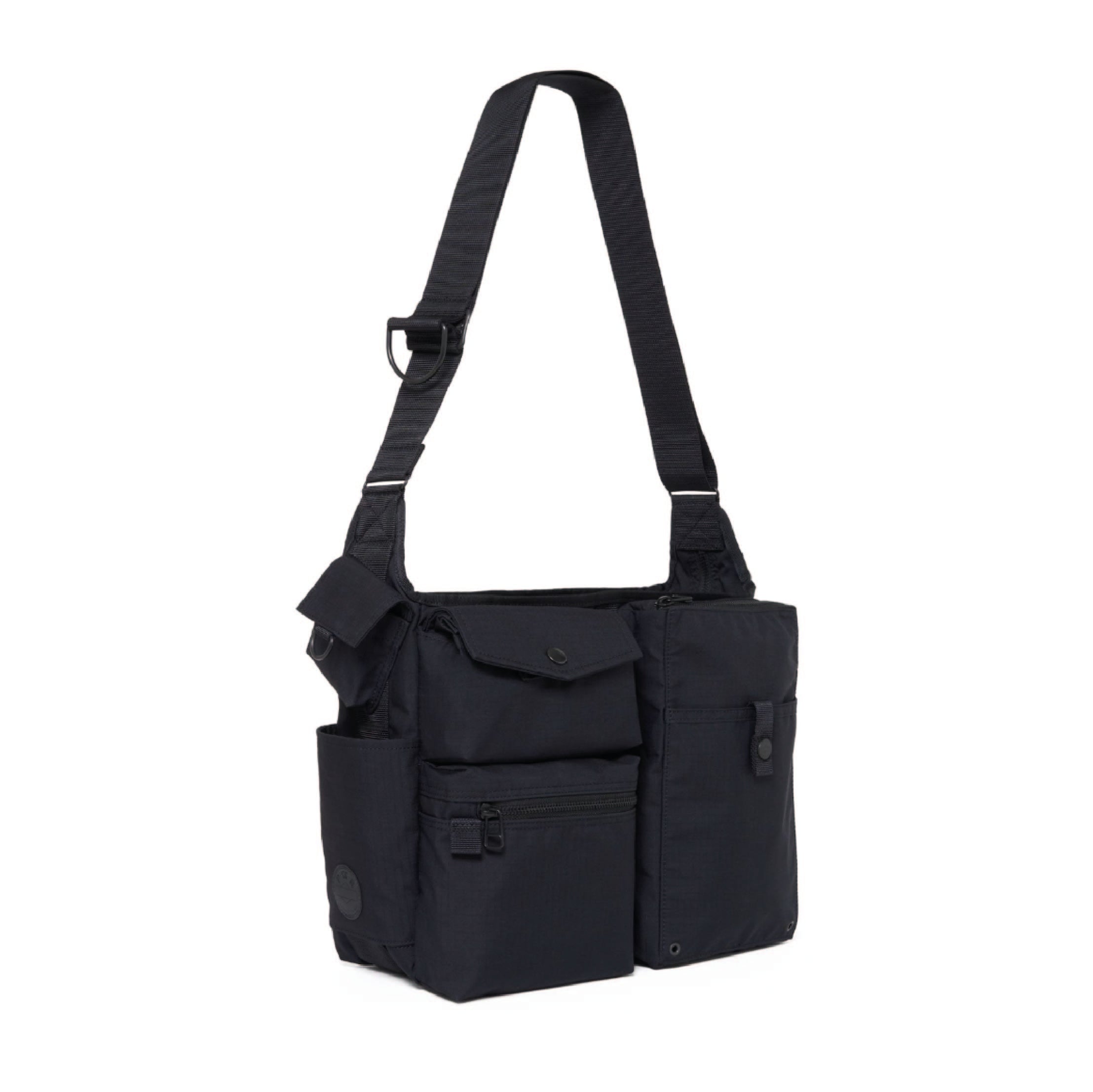 POTR / Porter Yoshida & Co. Dissection Shoulder Bag in black — back view with padded panel and adjustable shoulder strap