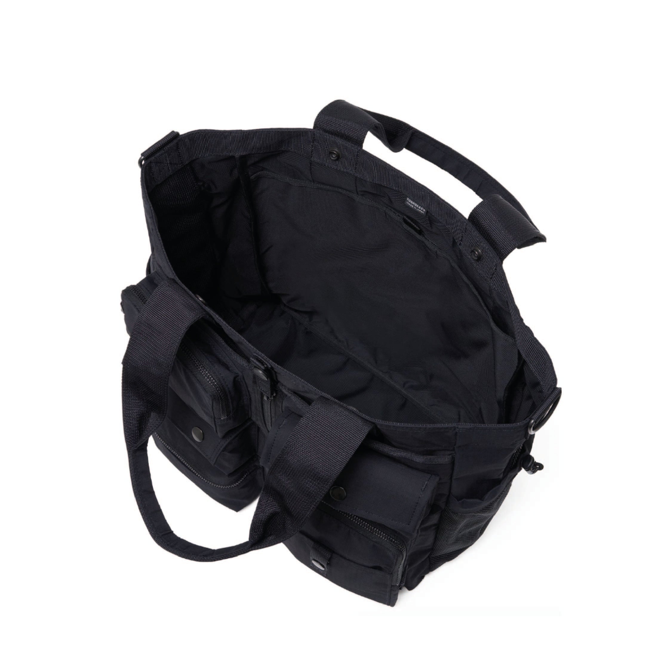 POTR / Porter Yoshida & Co. Dissection Tote Bag in black — handle and top zip hardware detail