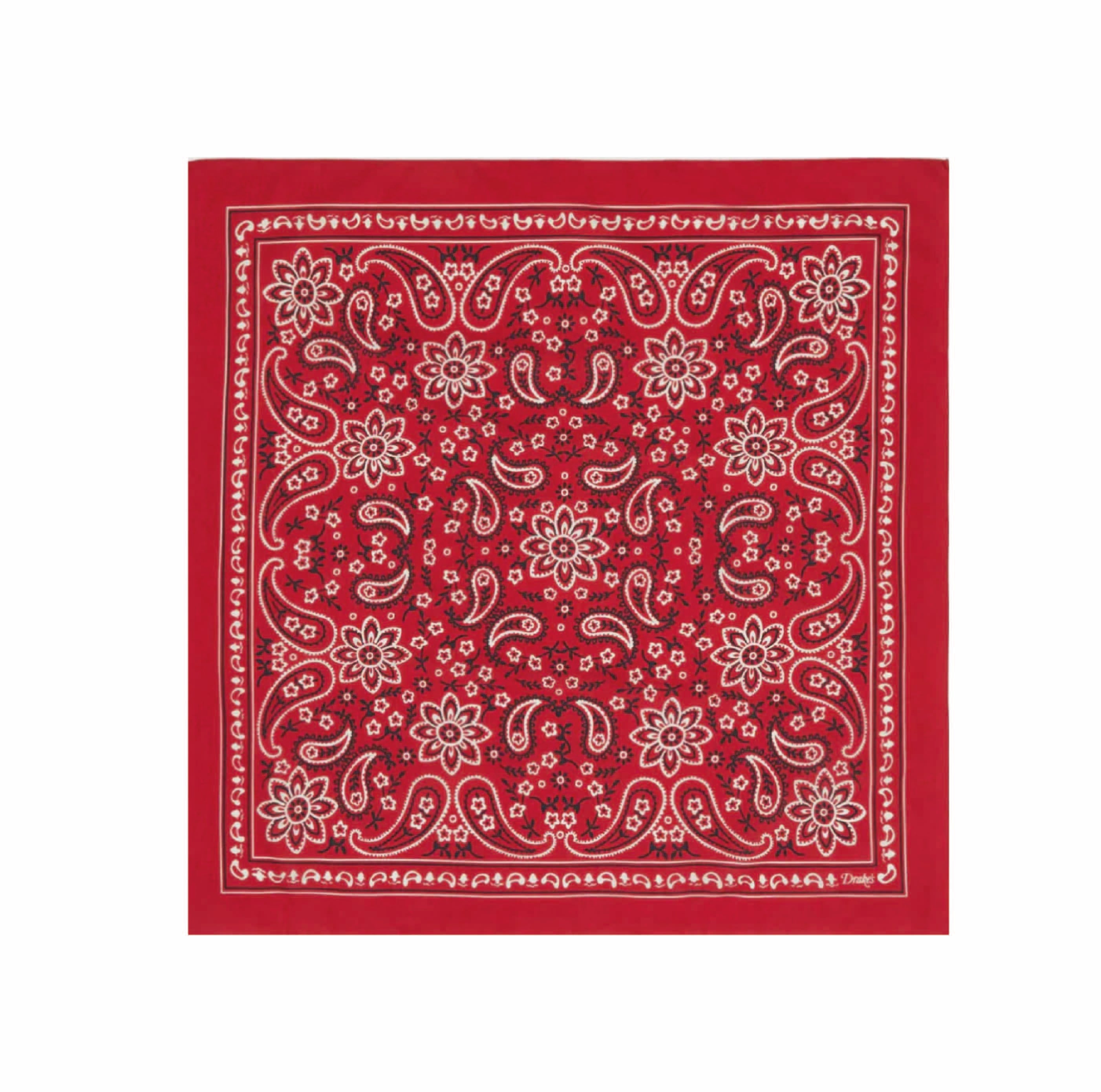 Red Paisley Print Cotton Bandana