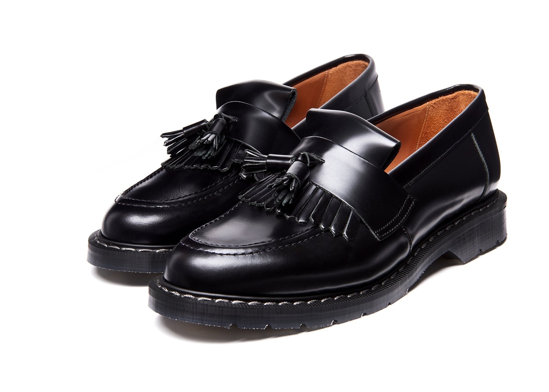 Solovair Tassel Loafer - Black Hi-Shine Solovair Original Sole Smoke - Burrows and Hare