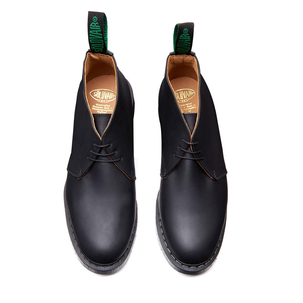 Solovair Black greasy 3 Eye Chukka Boot - Black Greasy - Burrows and Hare