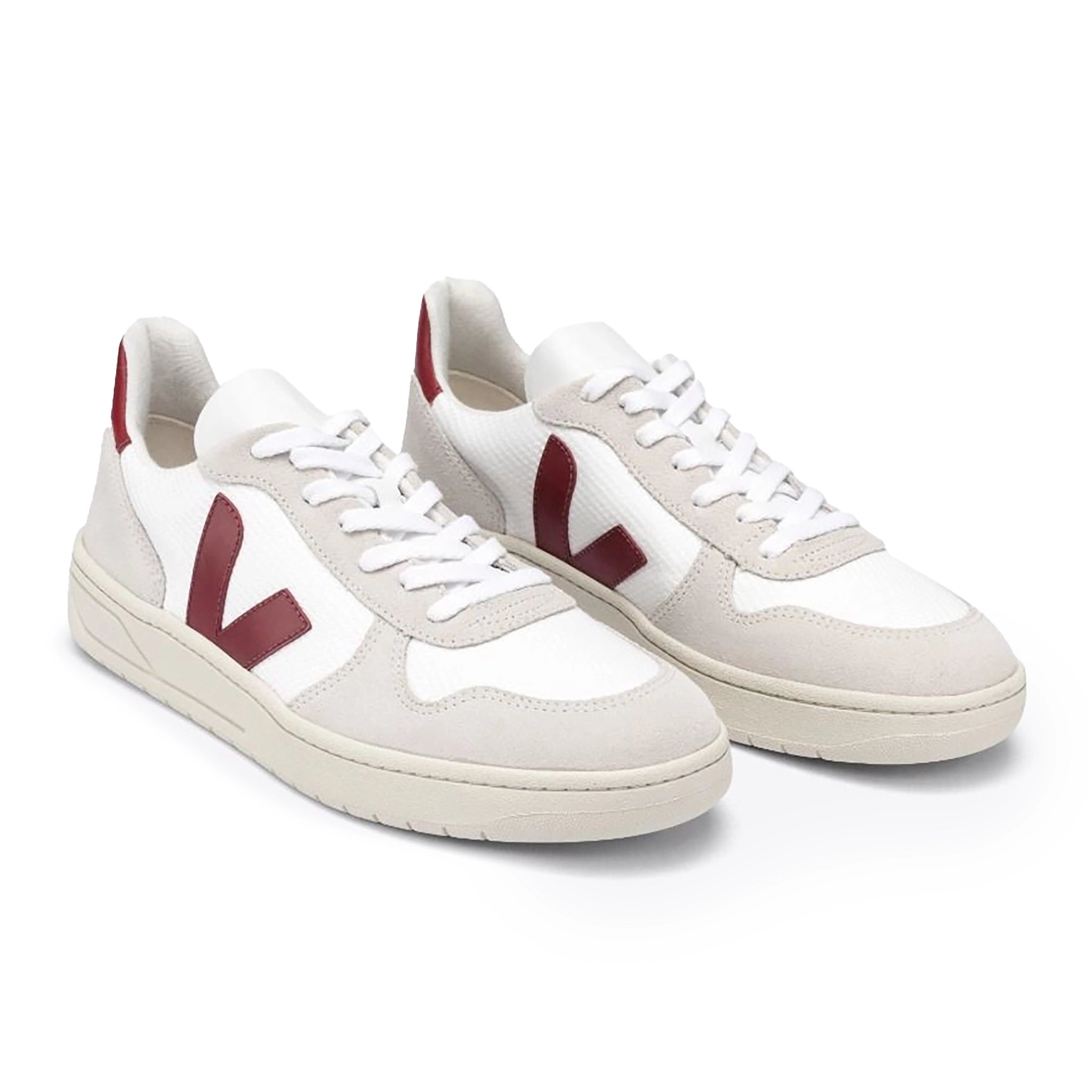 Veja V-10 B-Mesh Trainer - White / Natural / Marsala - Burrows and Hare