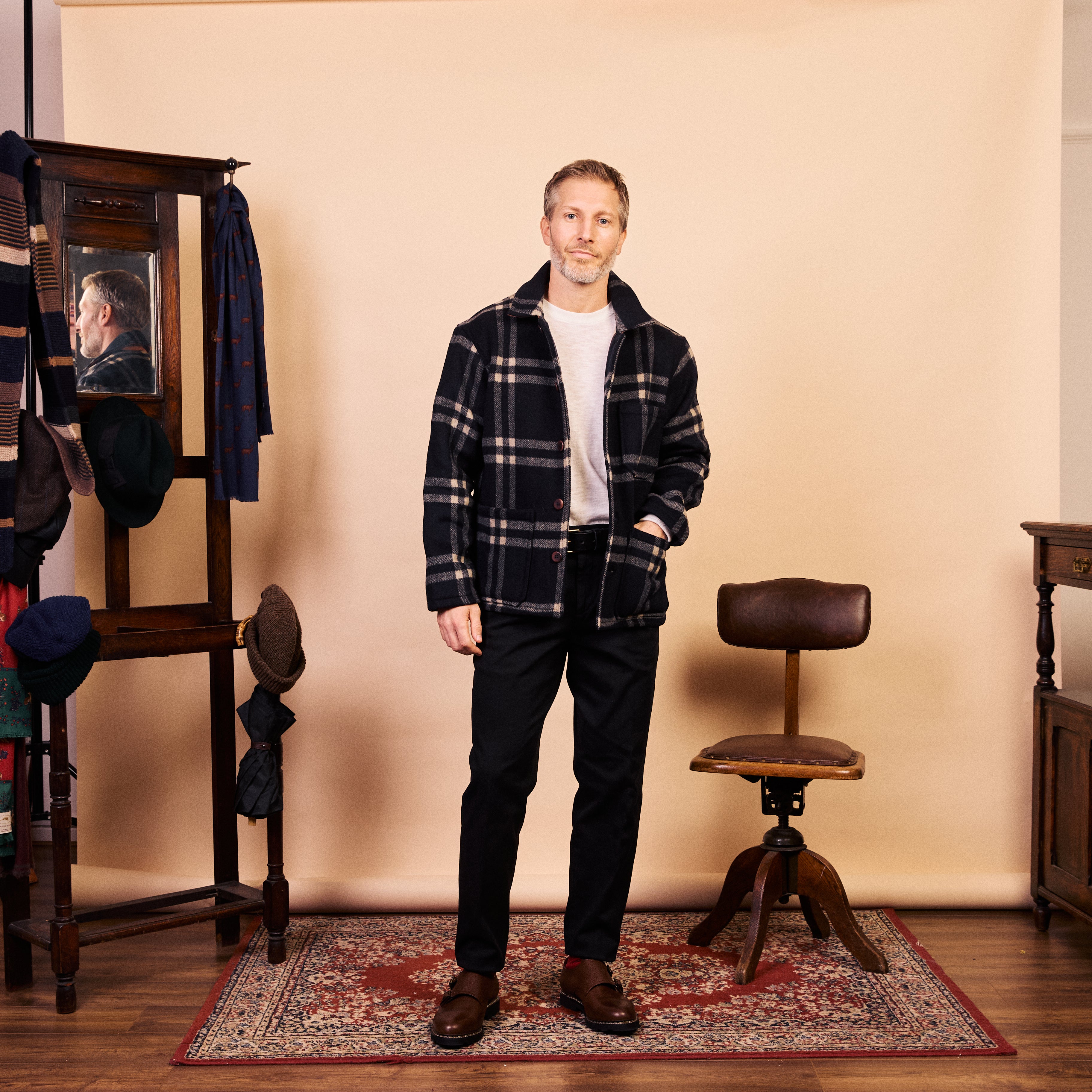 Wool Workwear Jacket - Navy Check