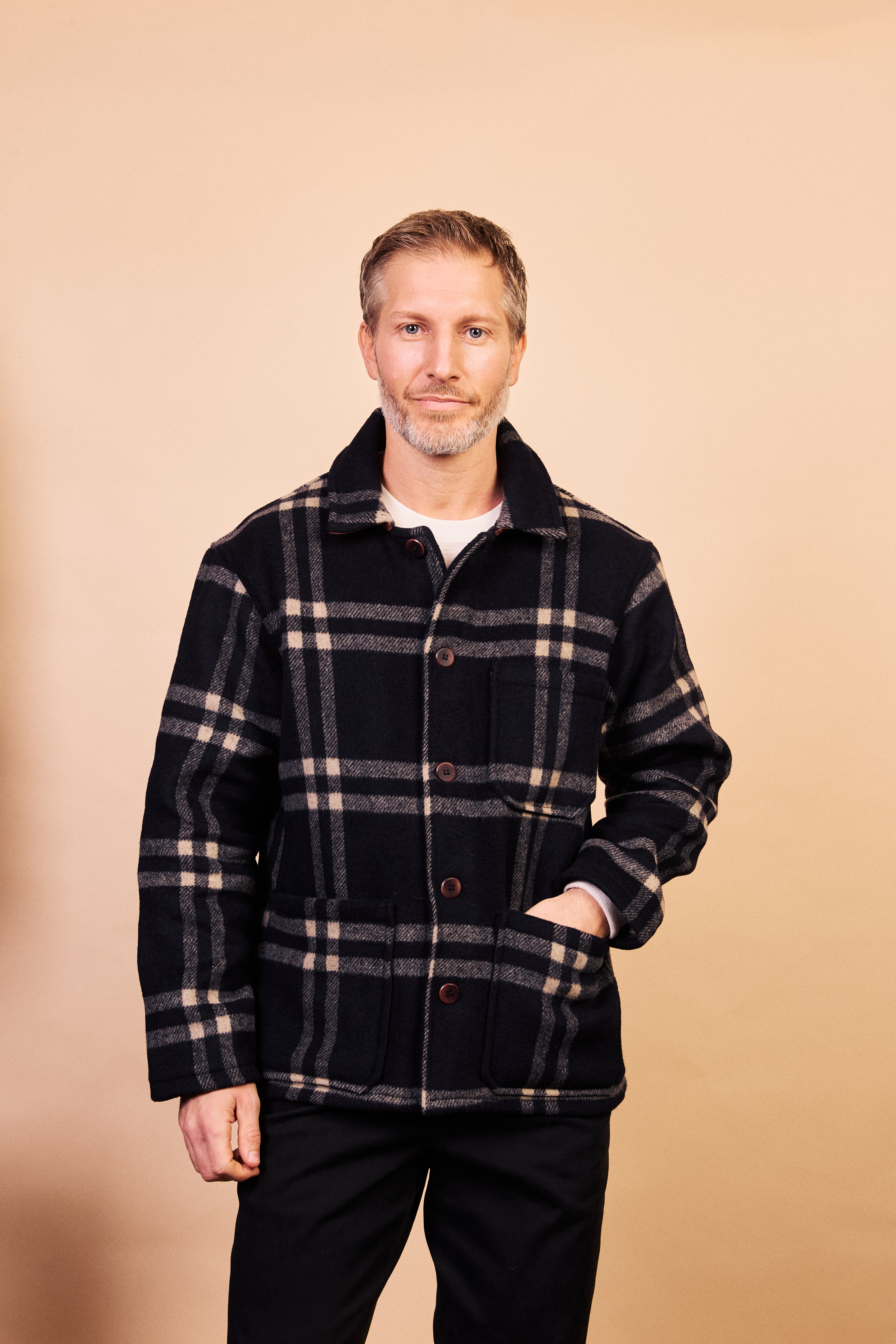 Wool Workwear Jacket - Navy Check