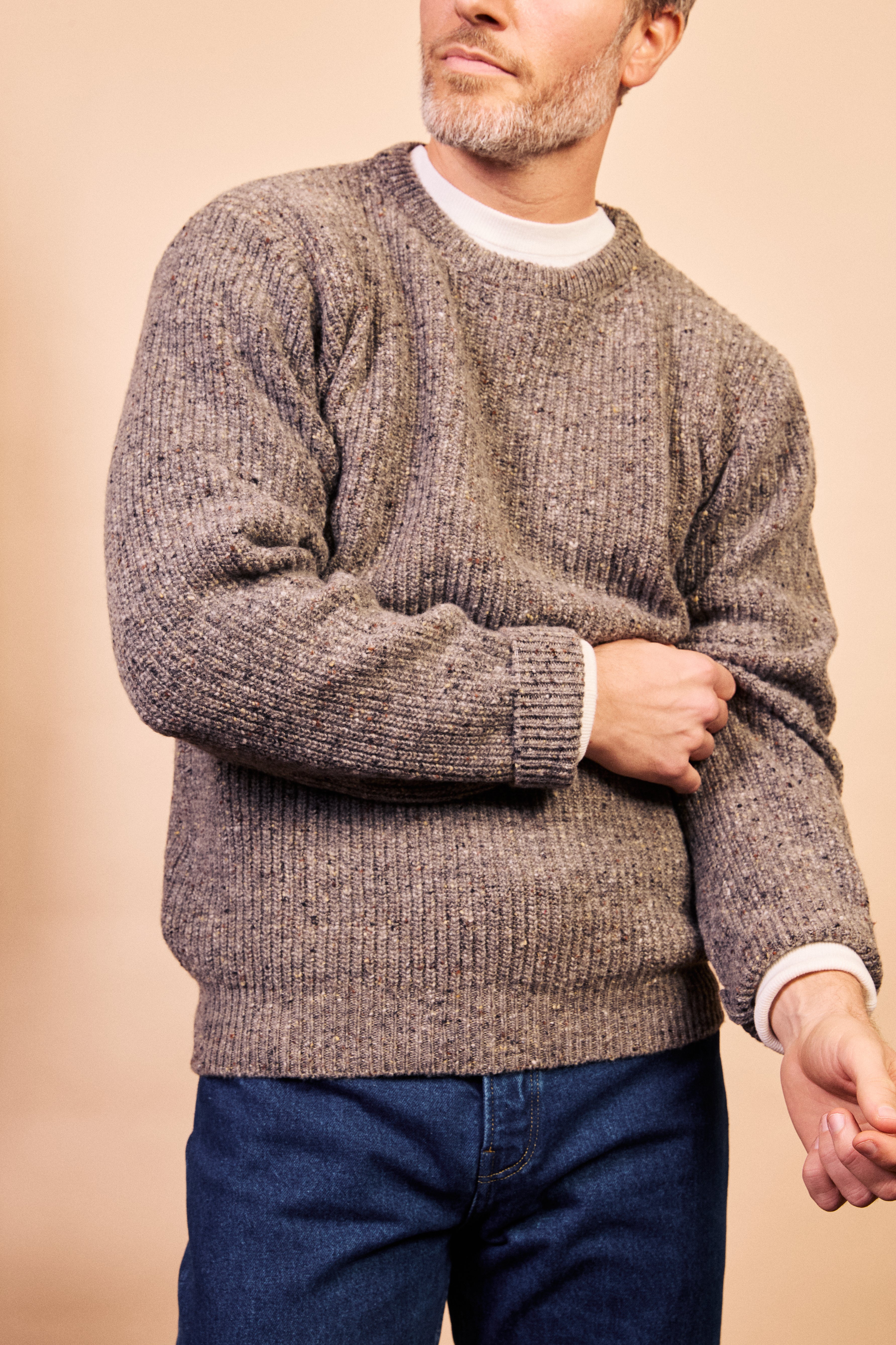 Ribbed Donegal Jumper - Grey