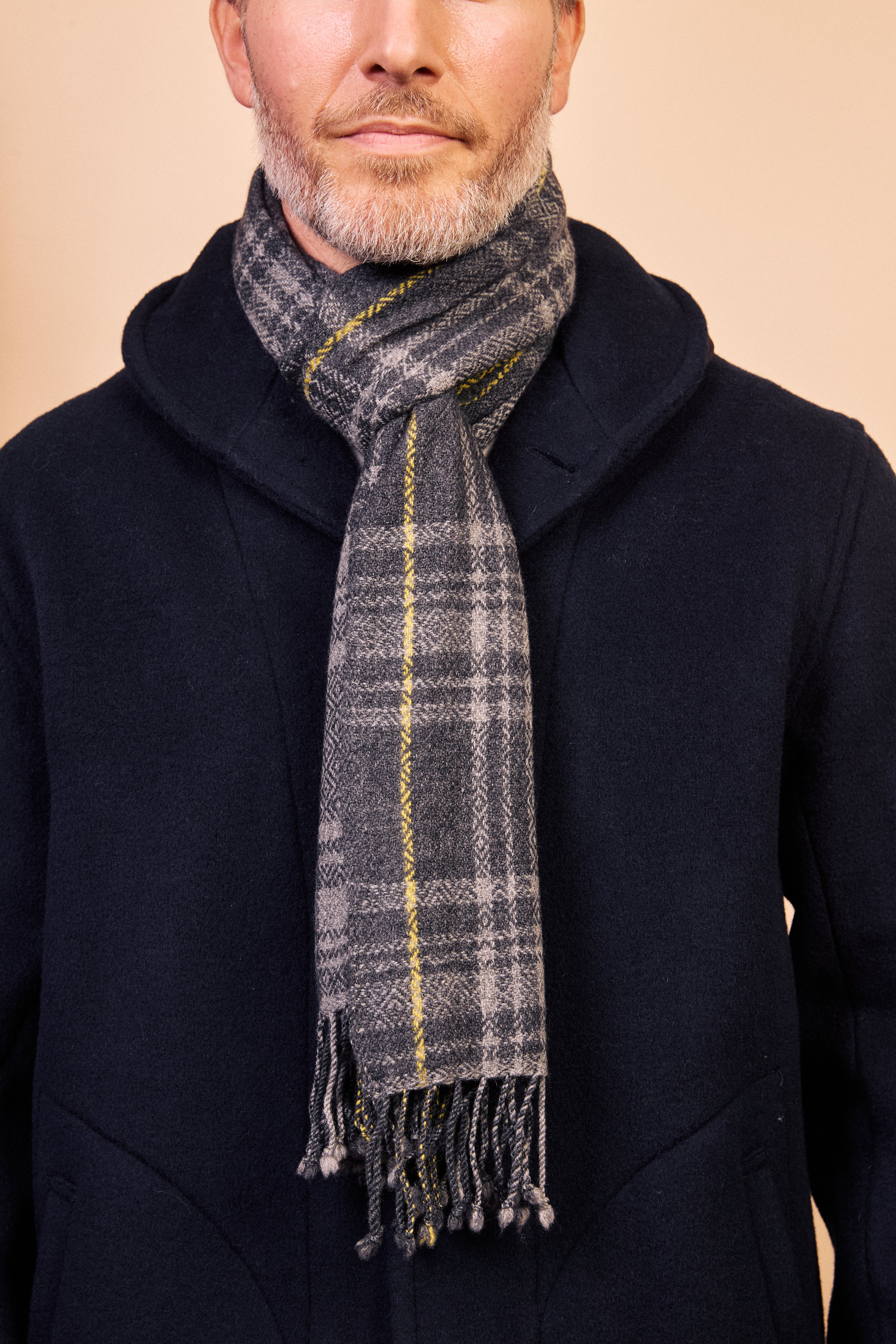 Cashmere & Merino Wool Scarf - Stitched Grey