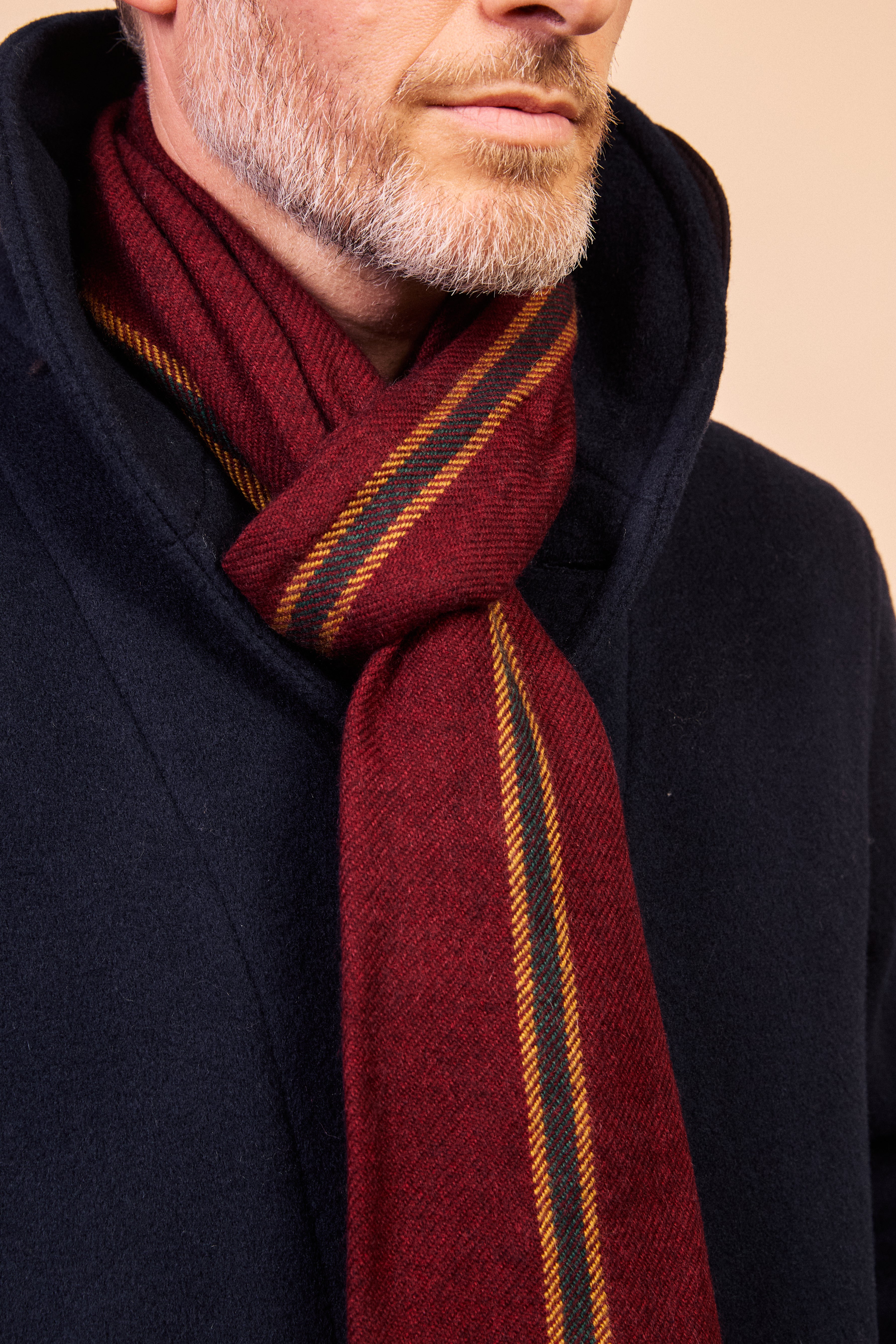 Cashmere & Merino Wool Scarf - Burgundy Stripe