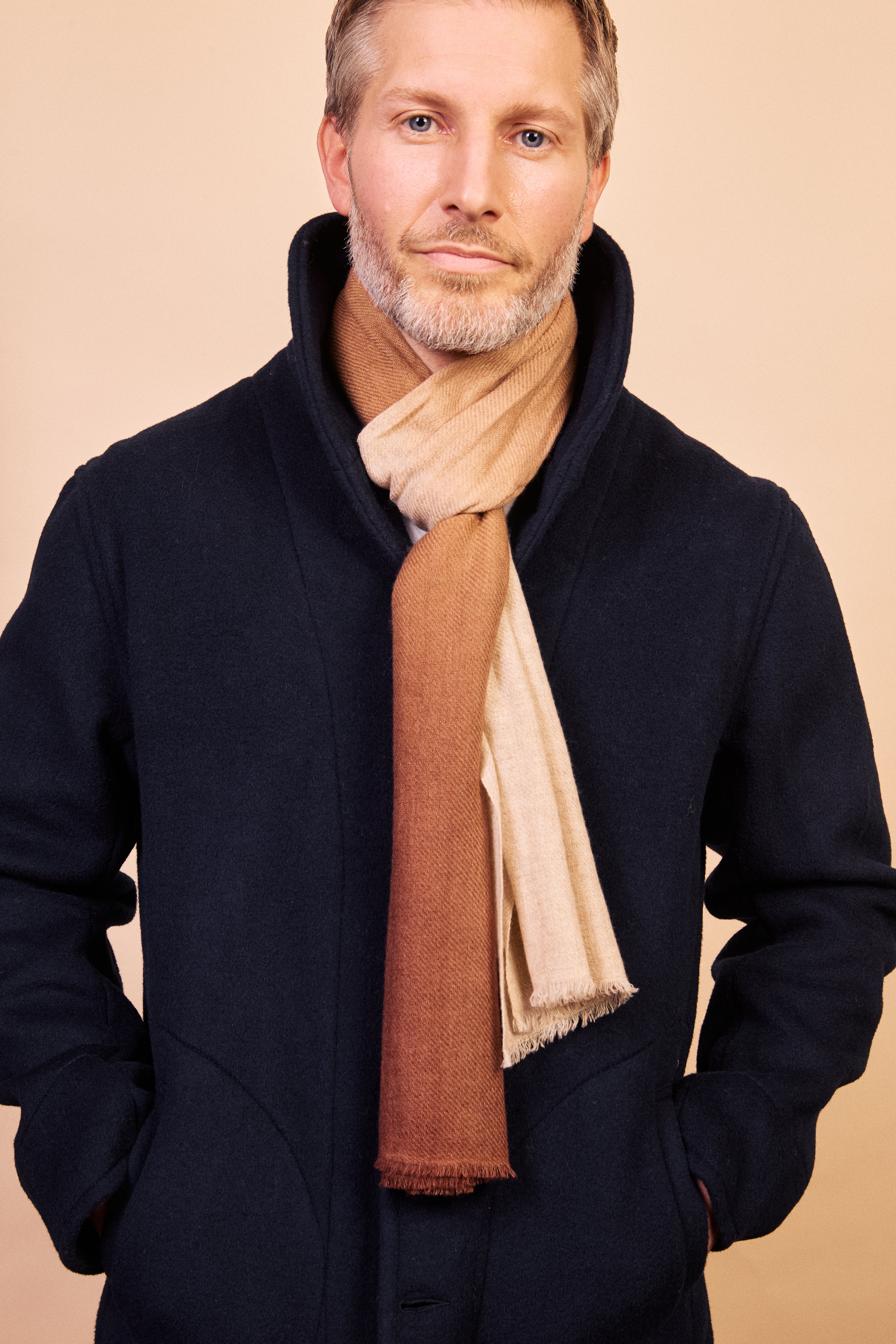 Cashmere & Merino Wool Scarf - Beige & Brown