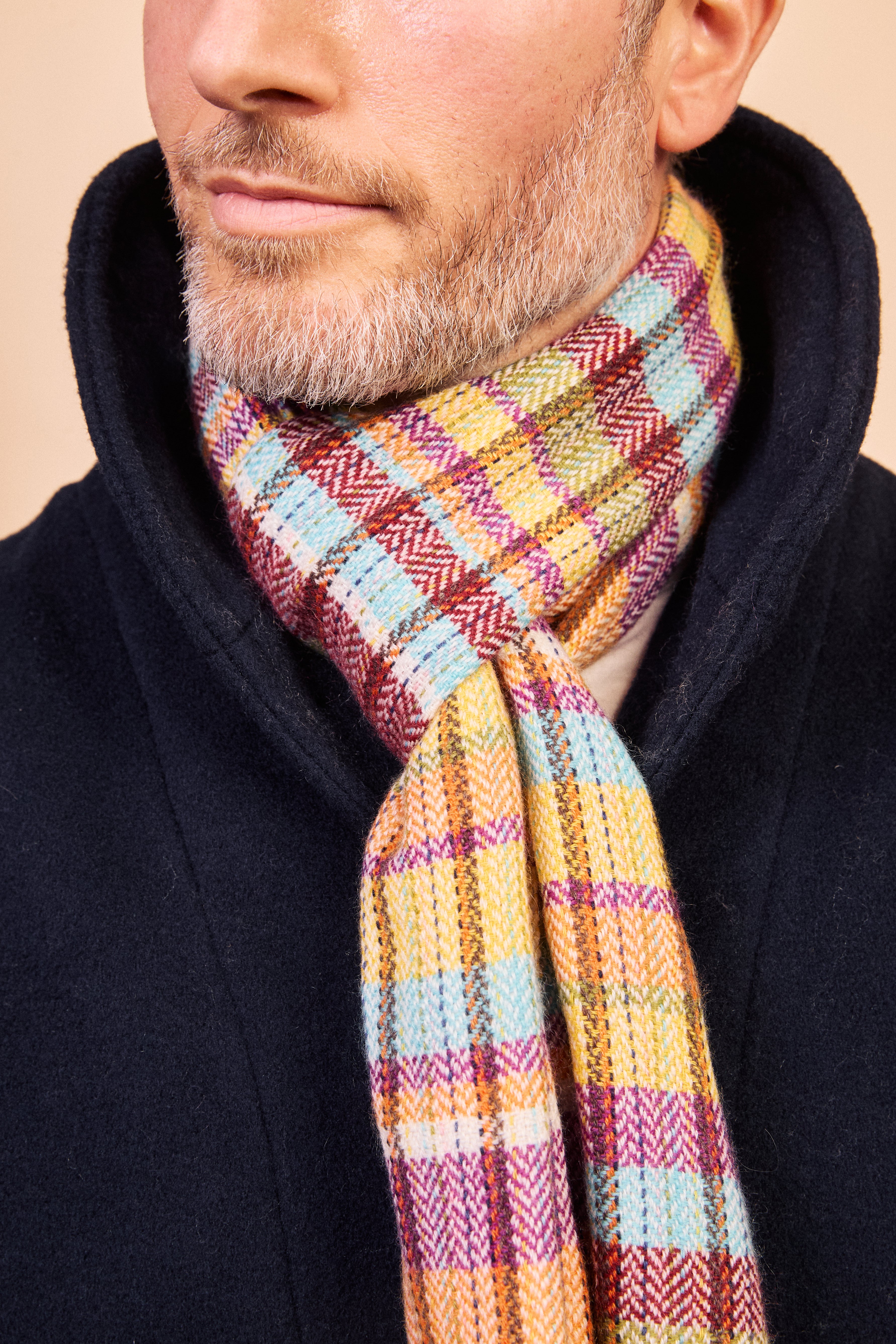 Cashmere & Merino Wool Scarf - Stitched Multi