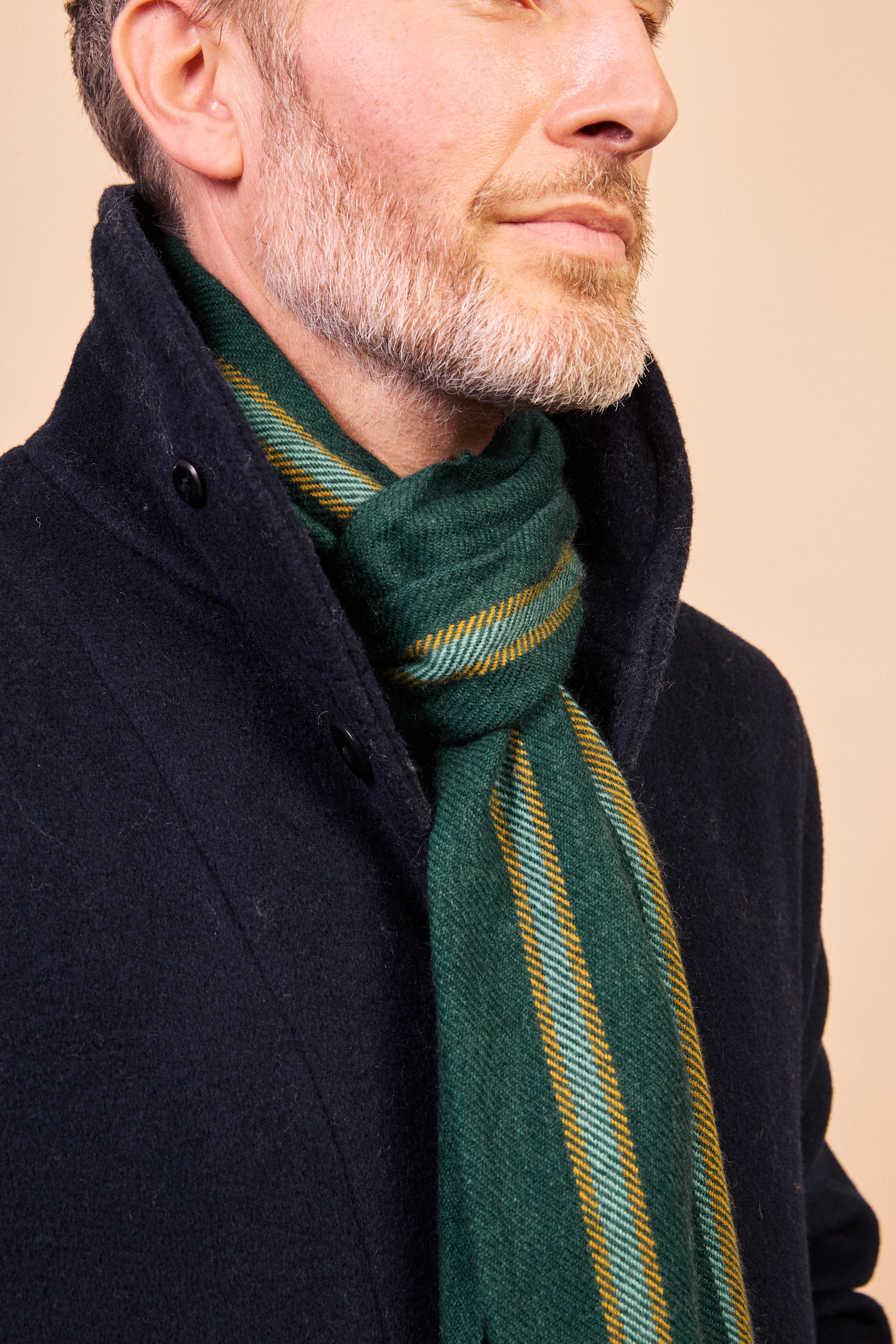 Cashmere & Merino Wool Scarf - Green Stripe