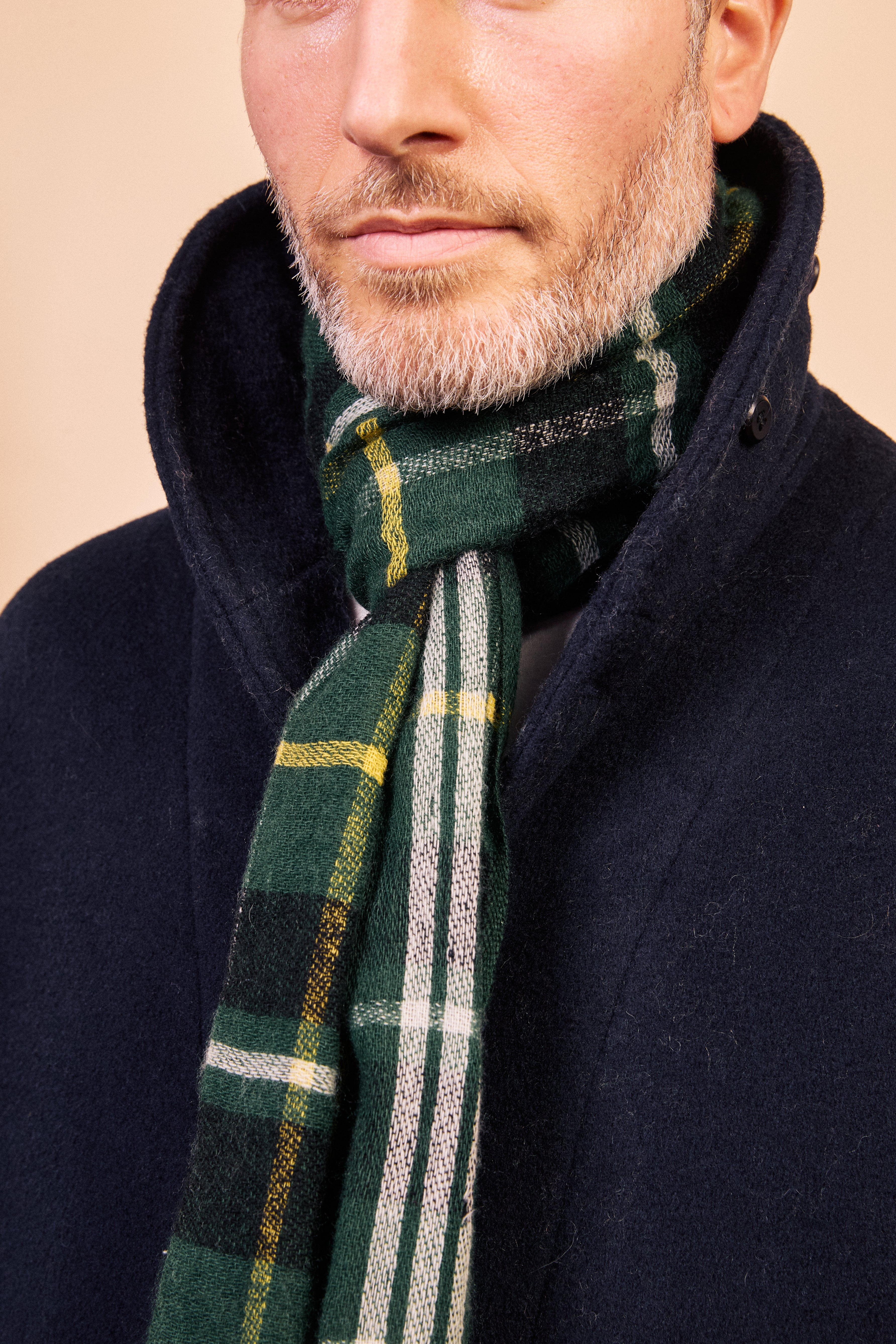 Cashmere & Merino Wool Scarf - Green Tartan