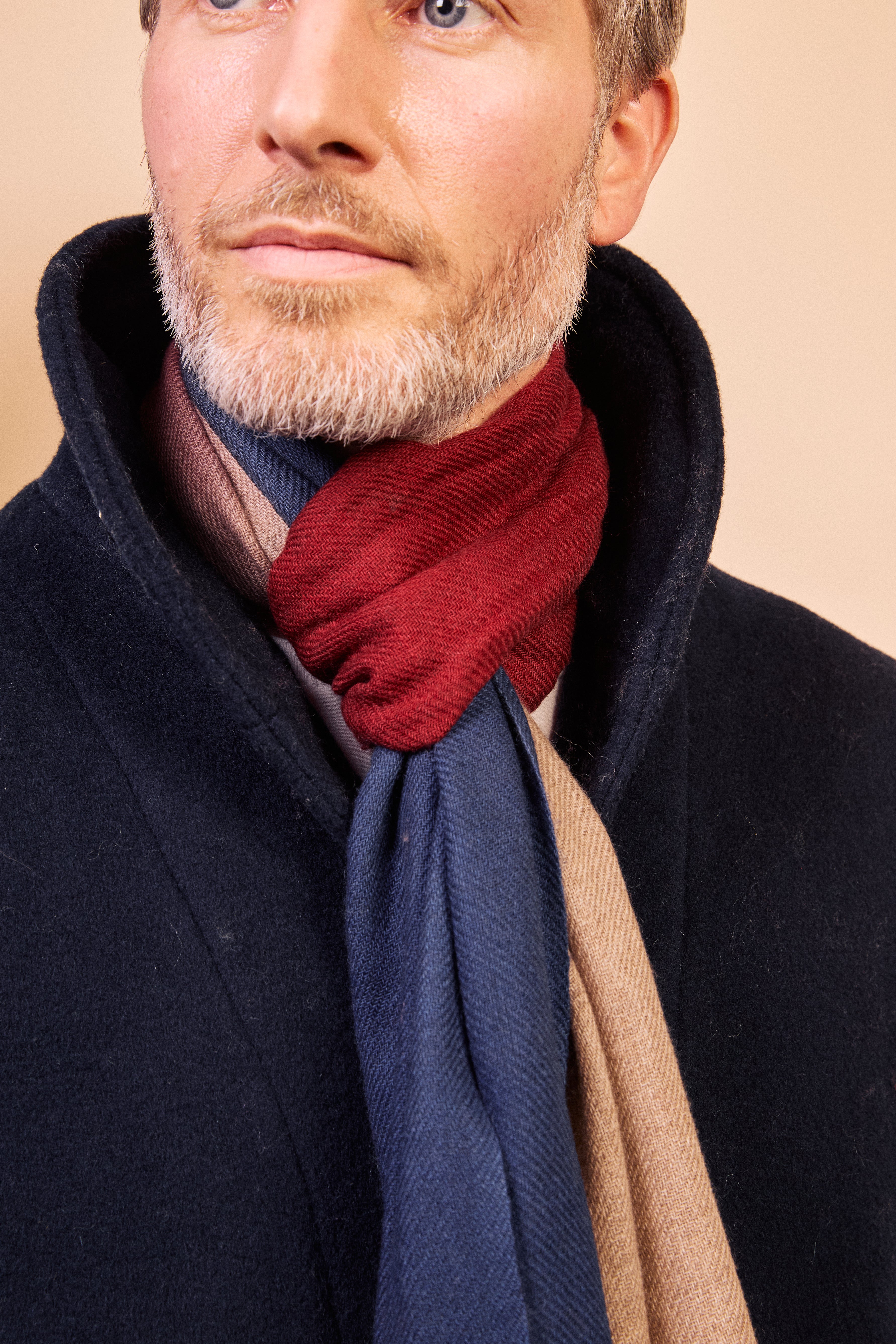 Burrows & Hare Cashmere & Merino Wool Scarf - Blue & Red