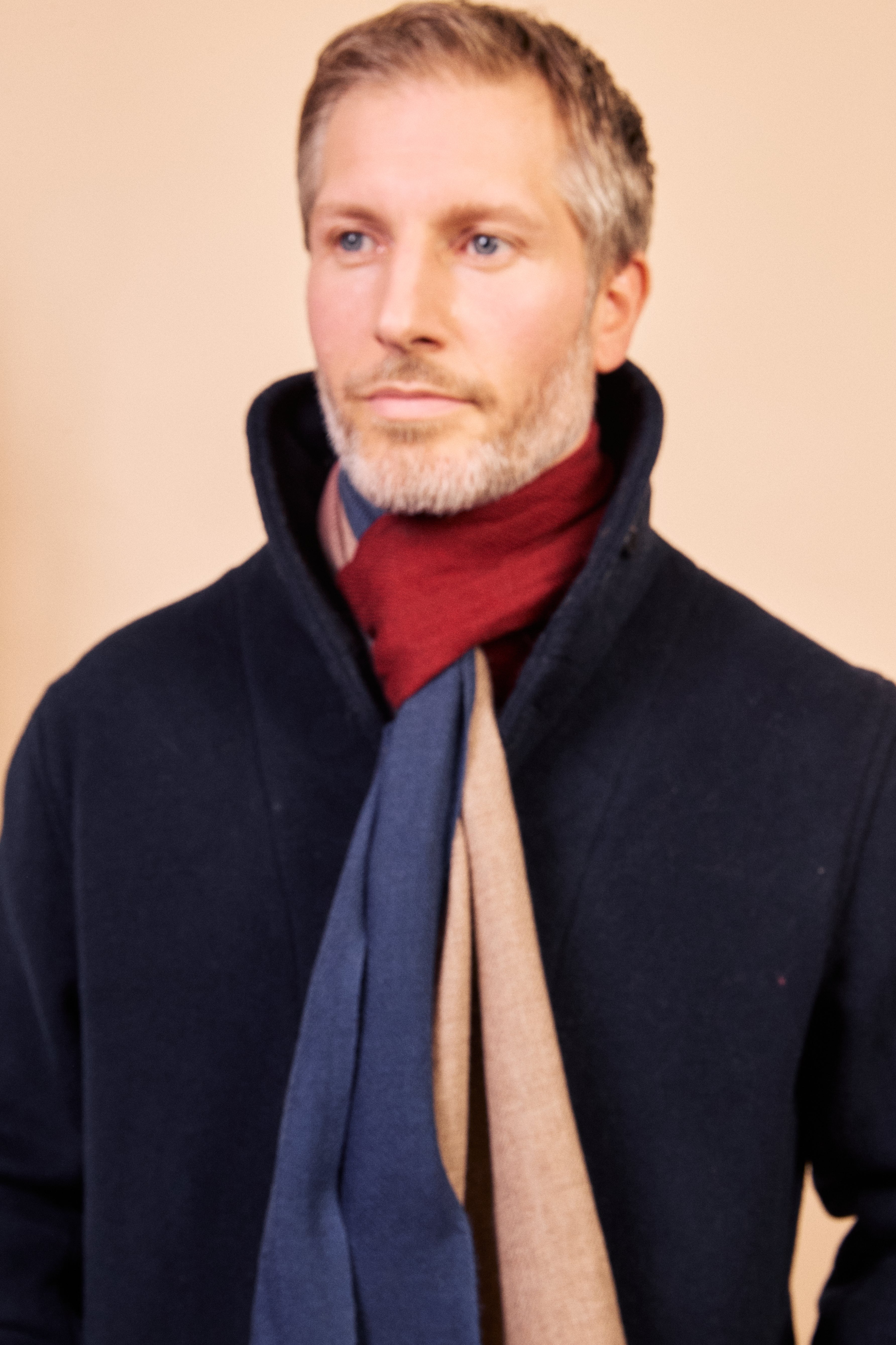 Burrows & Hare Cashmere & Merino Wool Scarf - Blue & Red