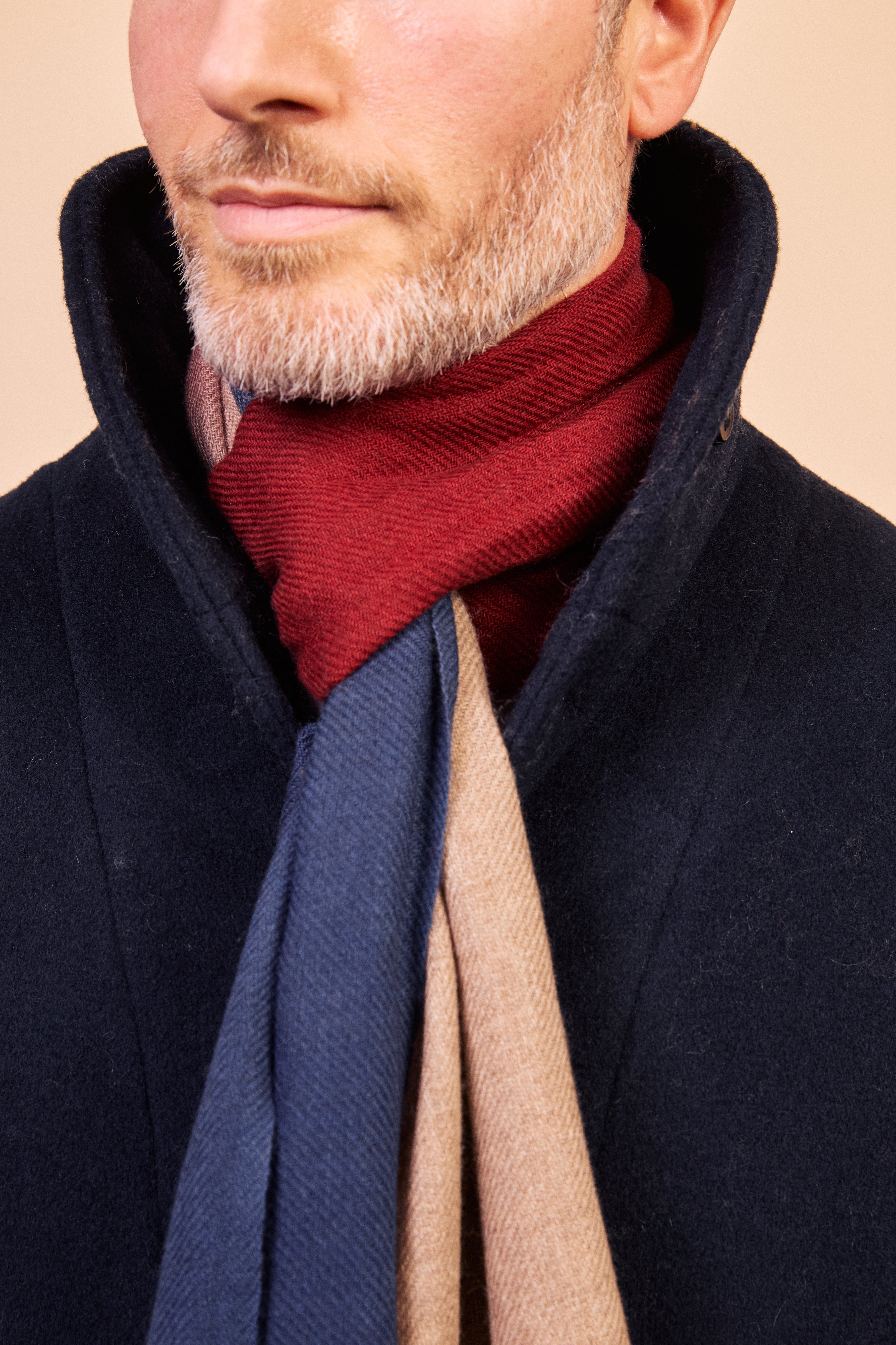 Burrows & Hare Cashmere & Merino Wool Scarf - Blue & Red