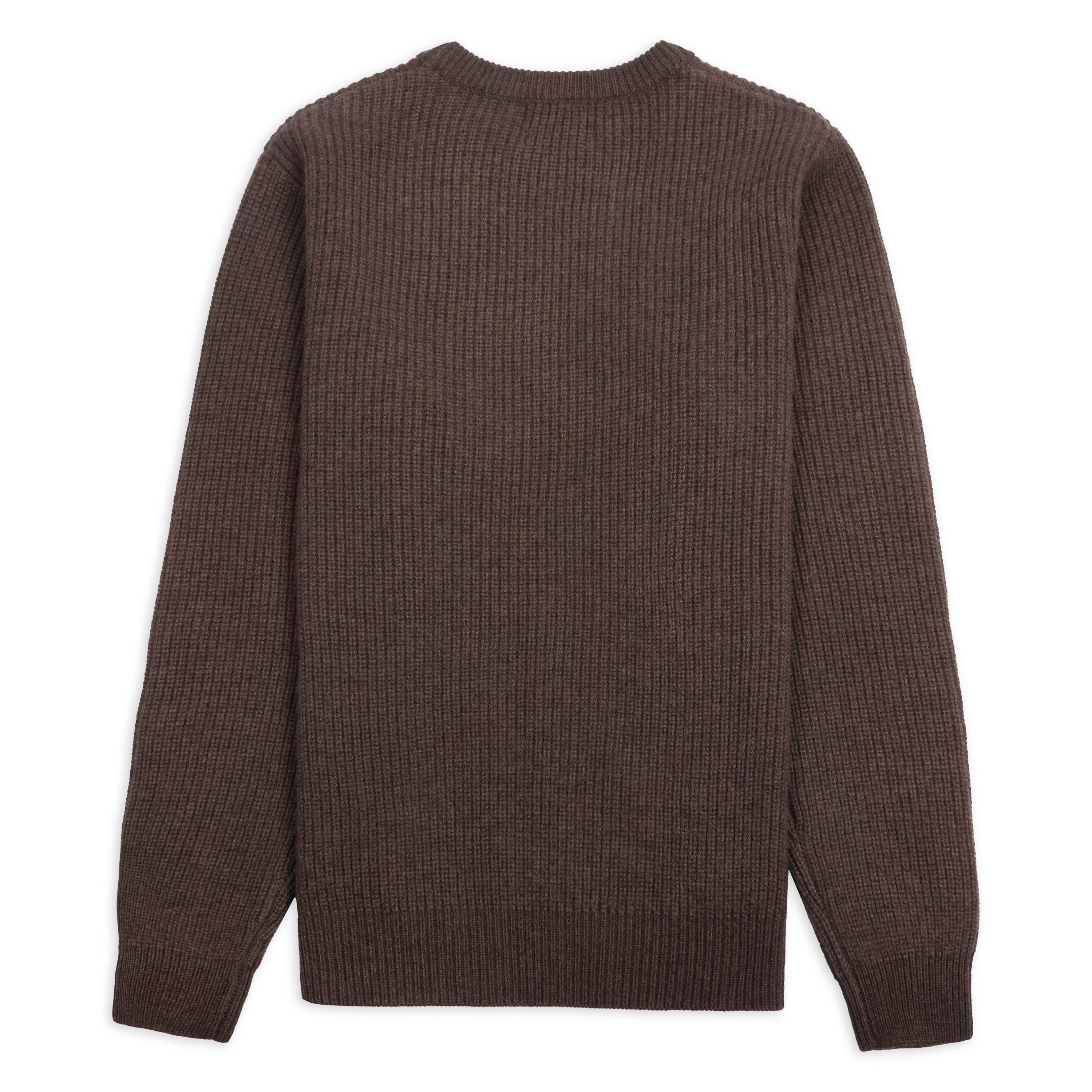 Ribbed Crewneck Jumper - Brown