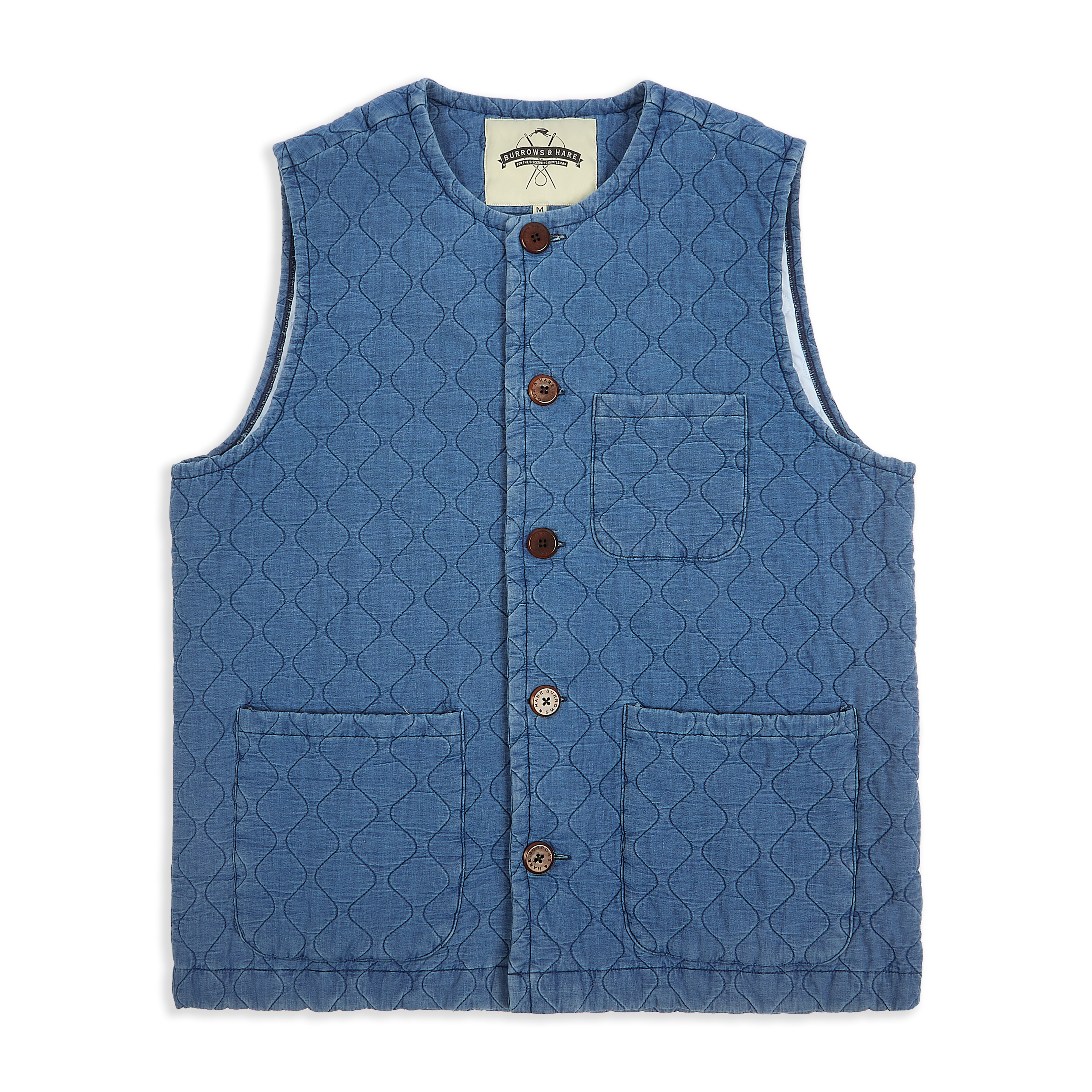 Quilted Cotton Kahn Gilet - Indigo