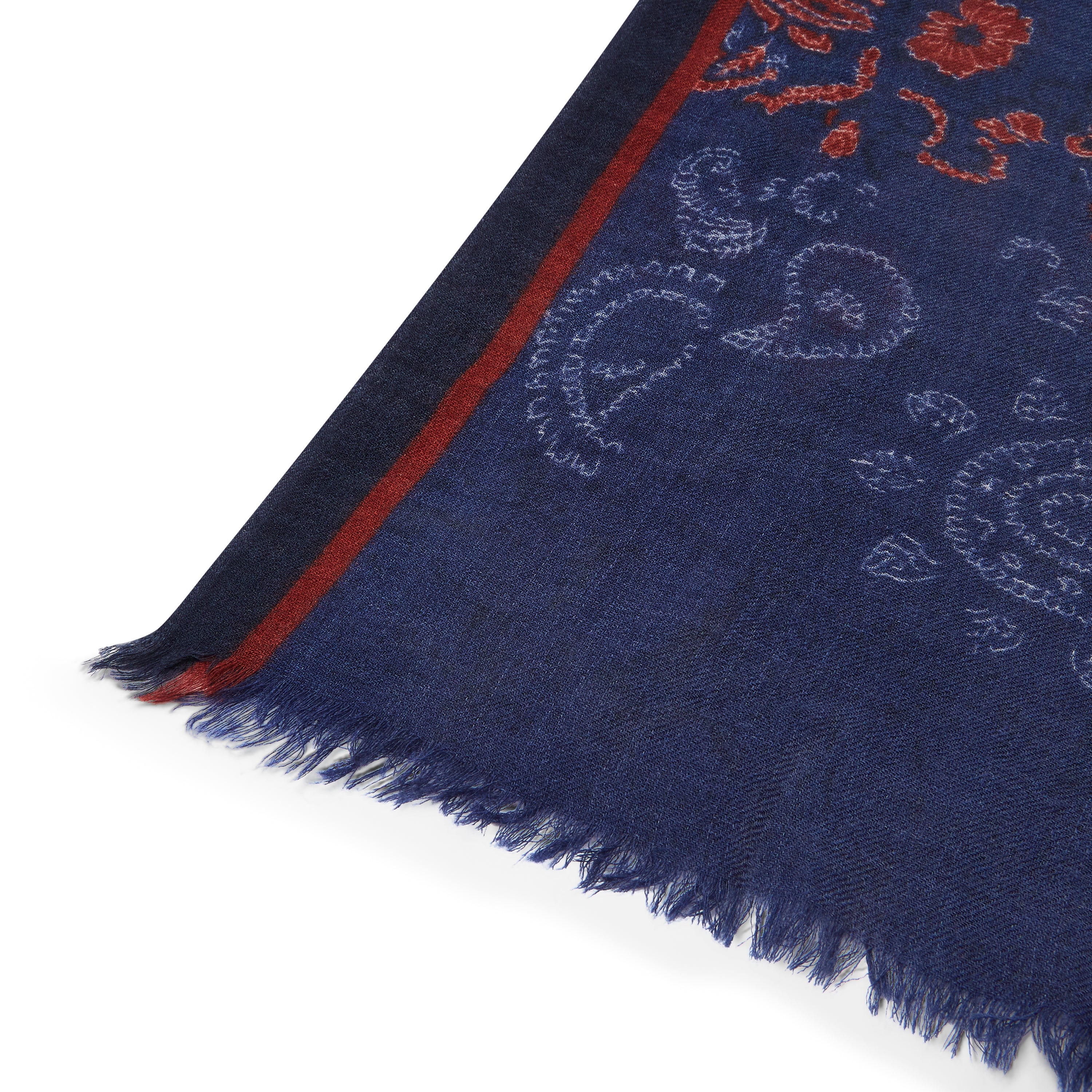 Hartford Wool Scarf - Indigo & Red