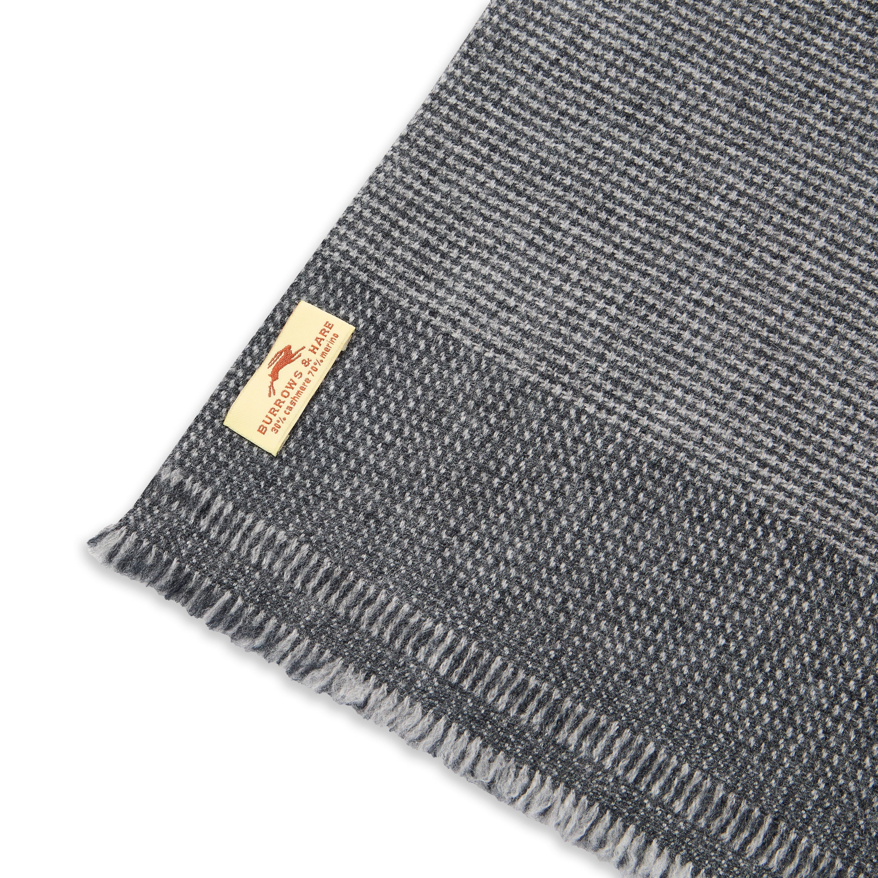  Wool Scarf - Grey Houndstooth