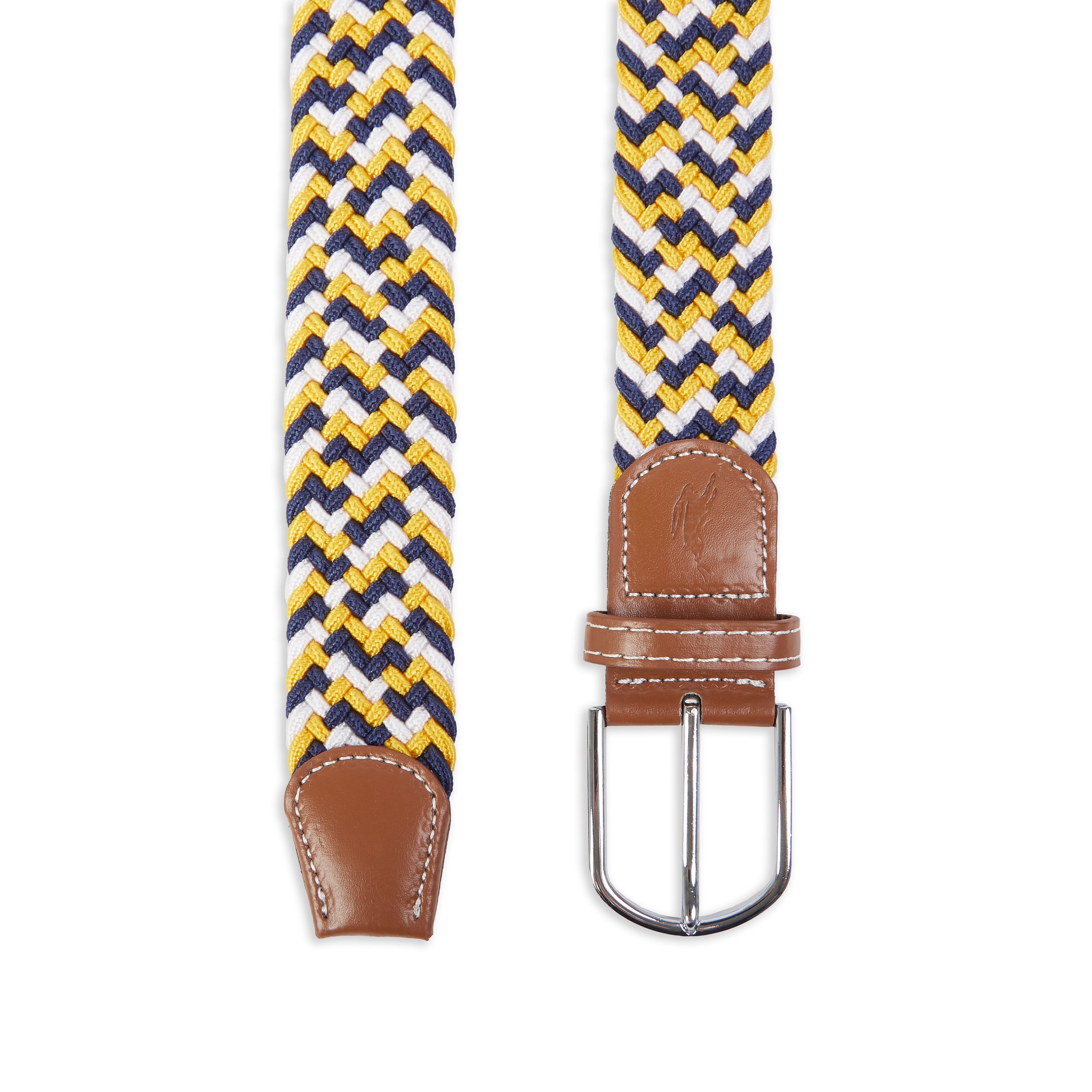  Woven Belt - Mustard, White & Navy