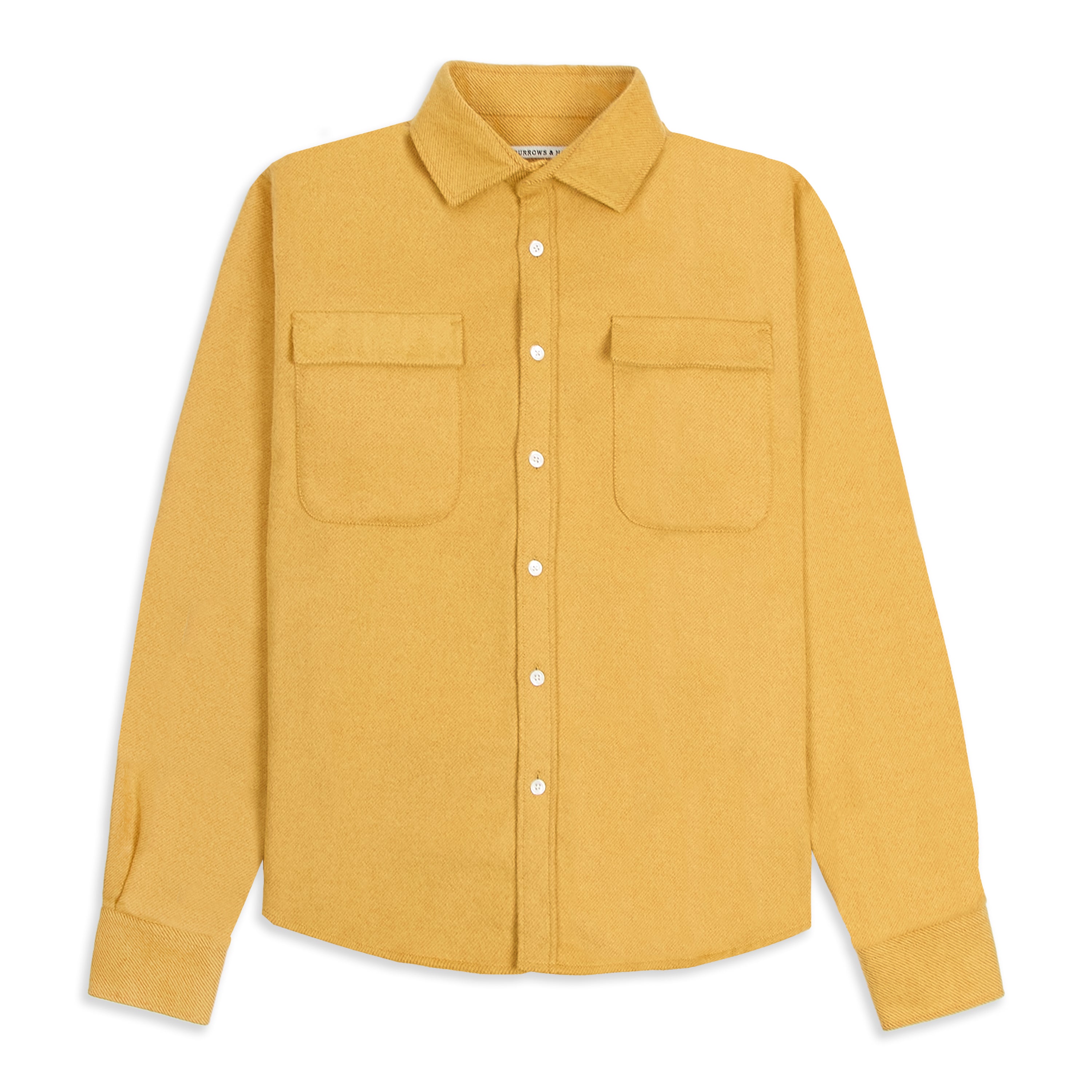 Two Pocket Cotton Flannel Overshirt - Mustard