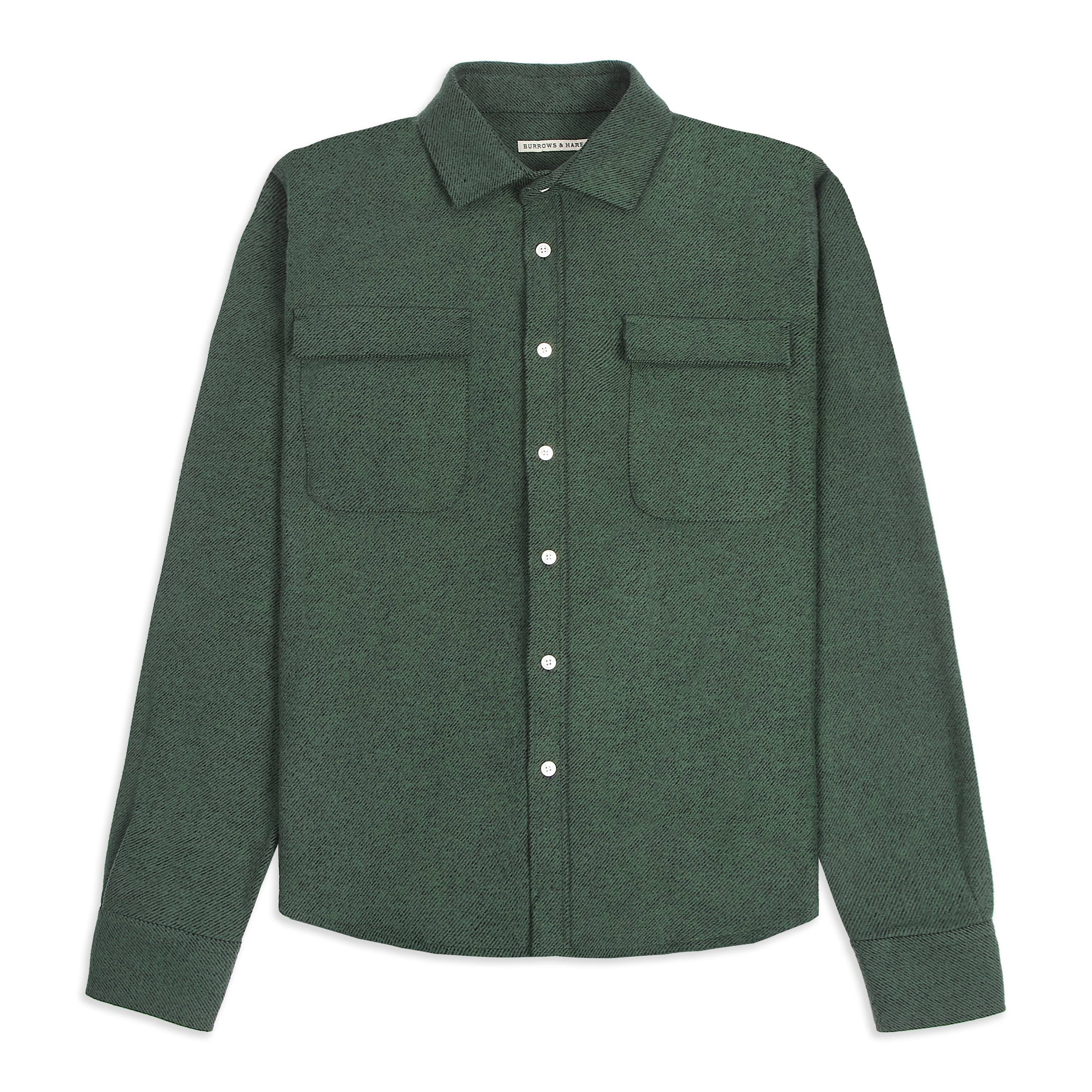 Two Pocket Cotton Flannel Overshirt - Green