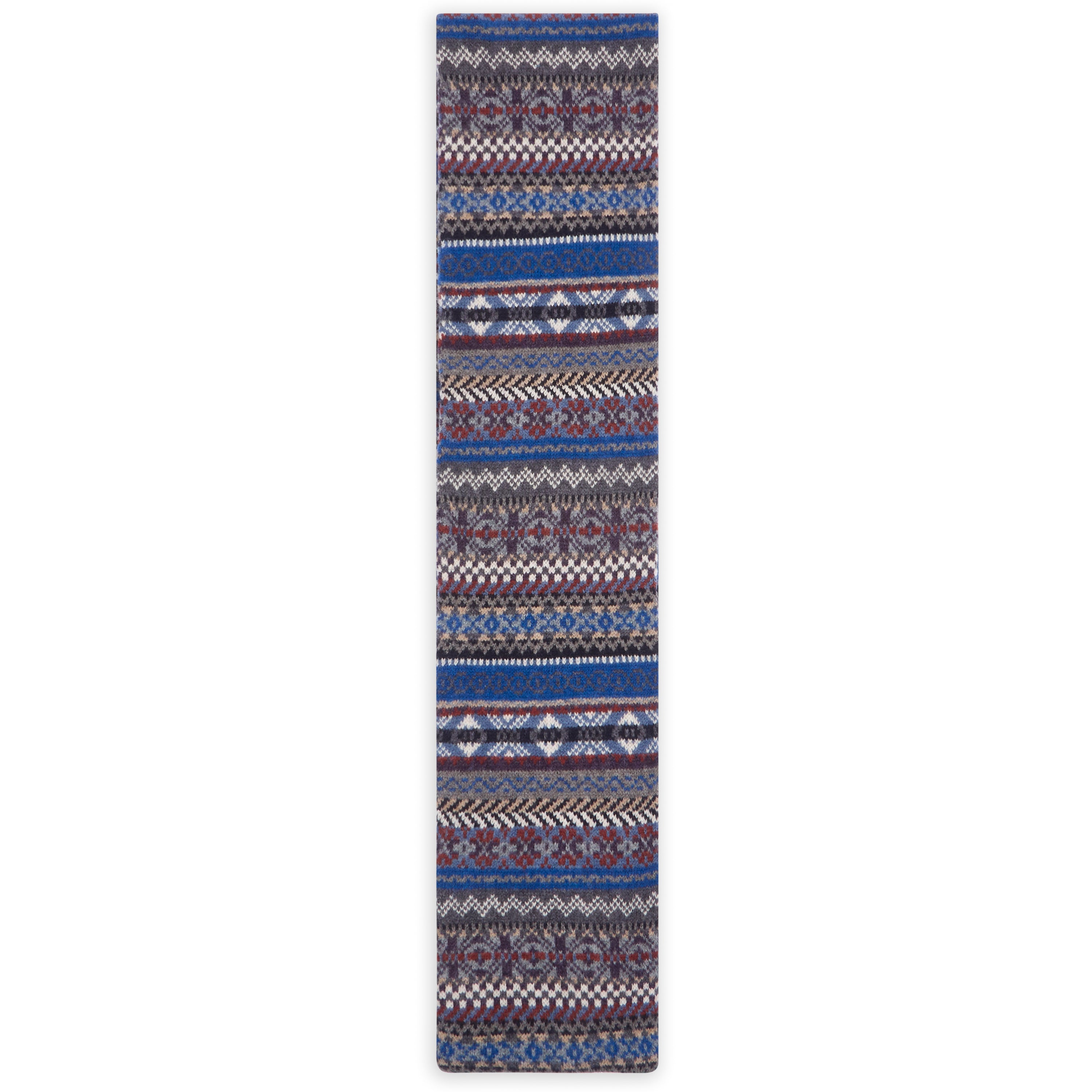 Wool Fairisle Scarf - Navy