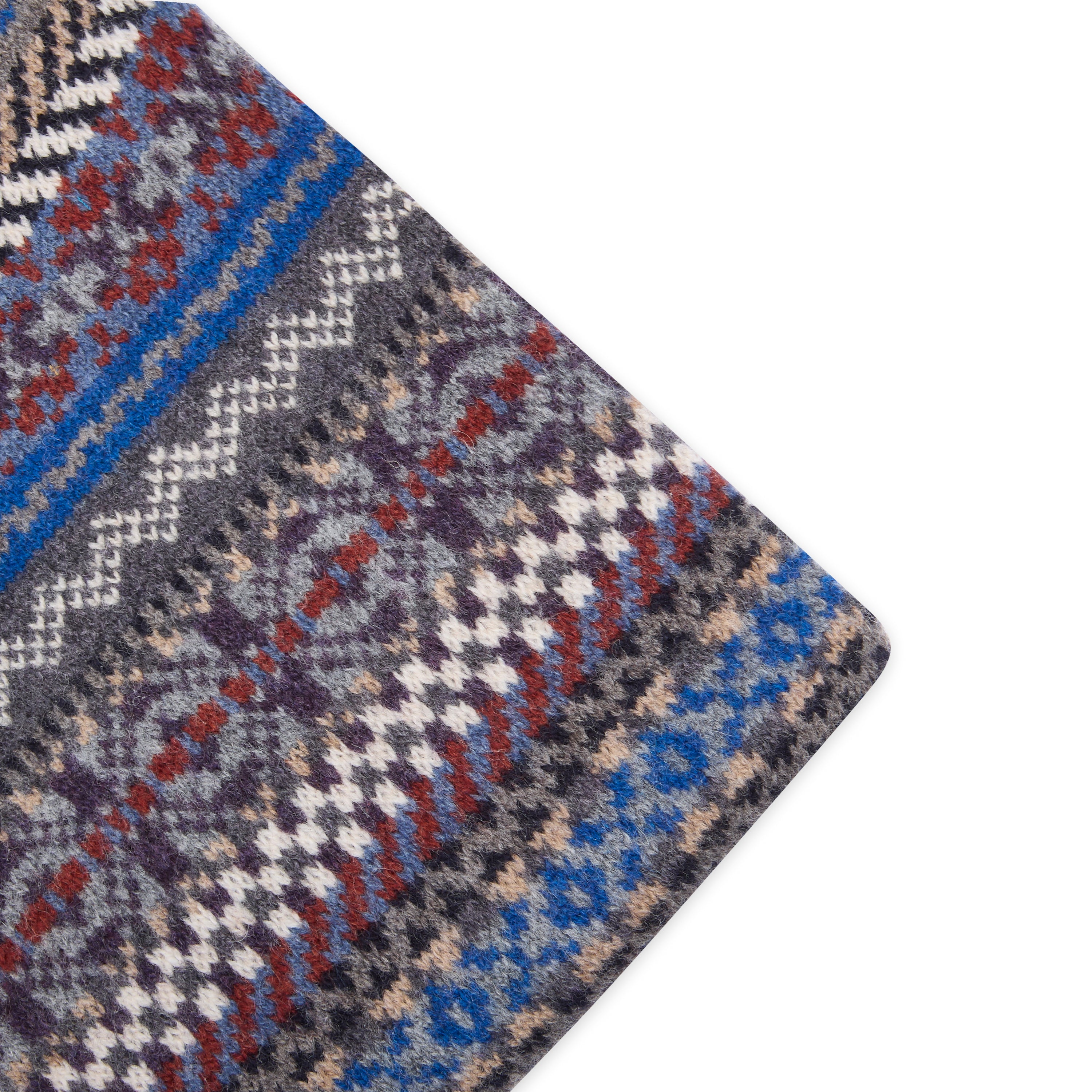 Wool Fairisle Scarf - Navy