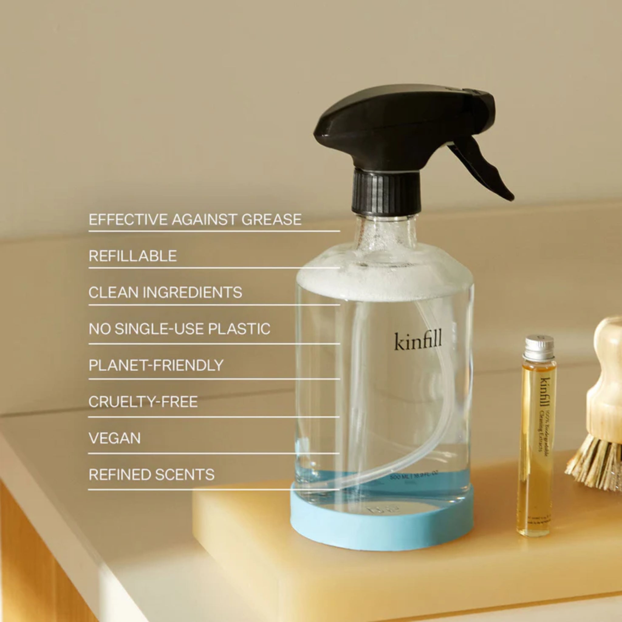 Kinfill Cucumis Scented Kitchen Cleaner, effective grease remover.