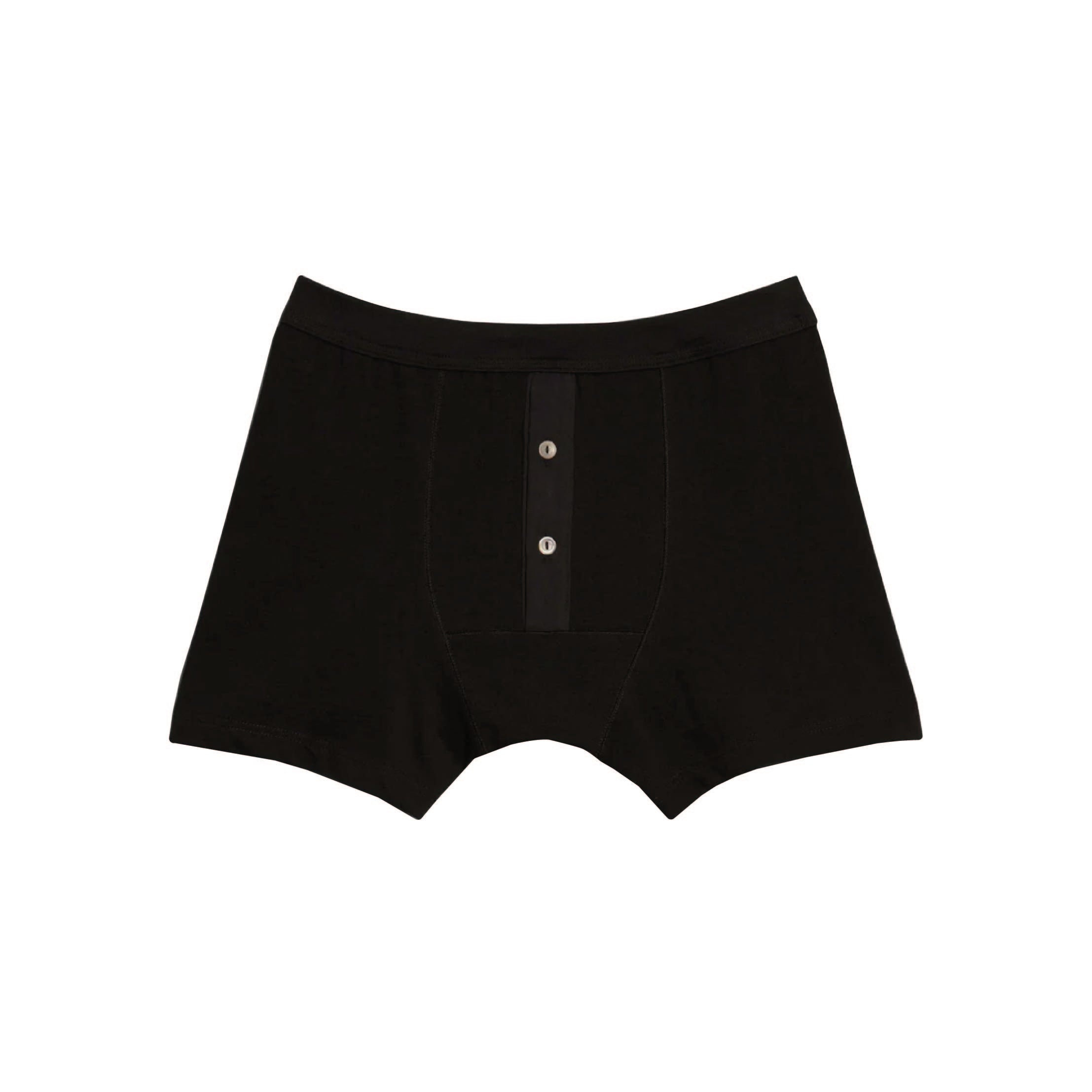 Loopwheeled Mid-Weight Button Fly Boxer - Deep Black