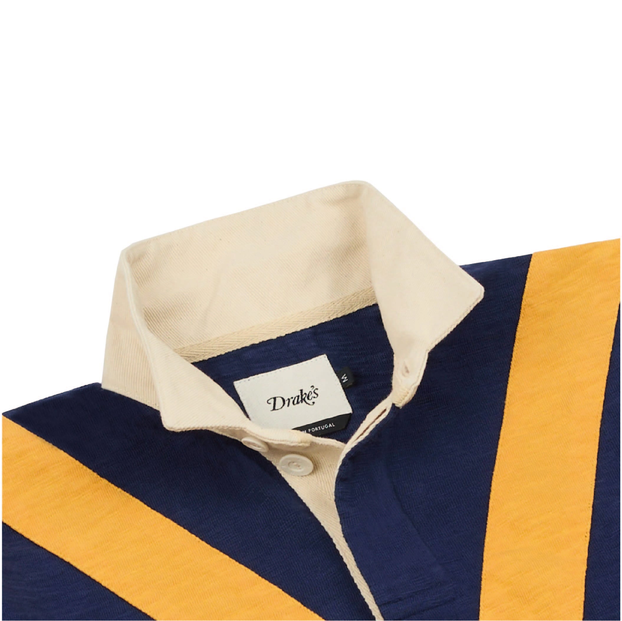 Chevron Flamé Cotton Rugby Shirt - Navy & Yellow