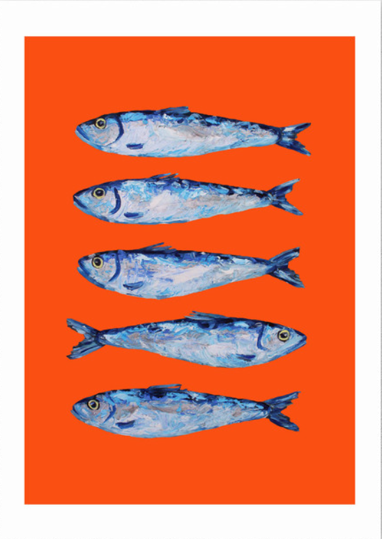 Sardines Orange print, premium acid-free paper using vibrant archival inks.