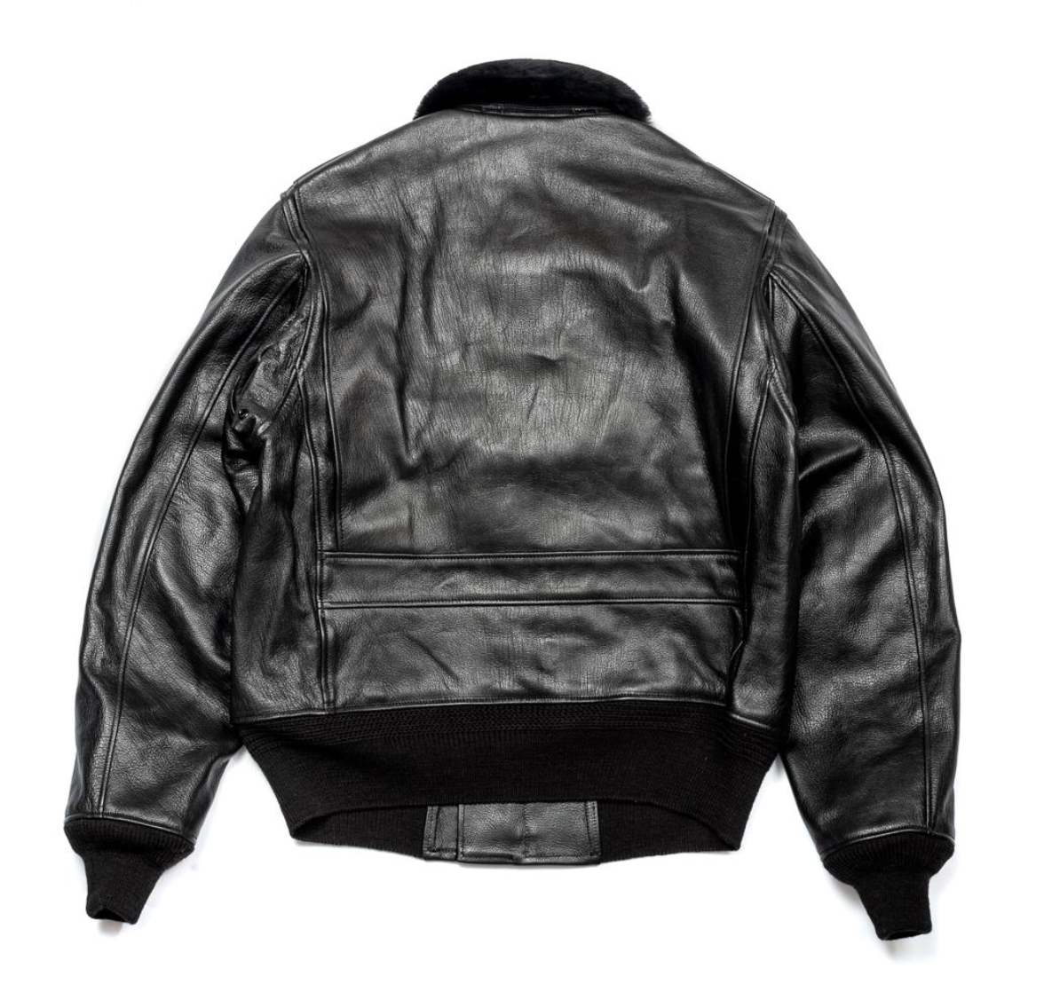 Pocket detail of the Black AN6552 Goatskin jacket by Buzz Rickson's, showcasing front and chest pockets.