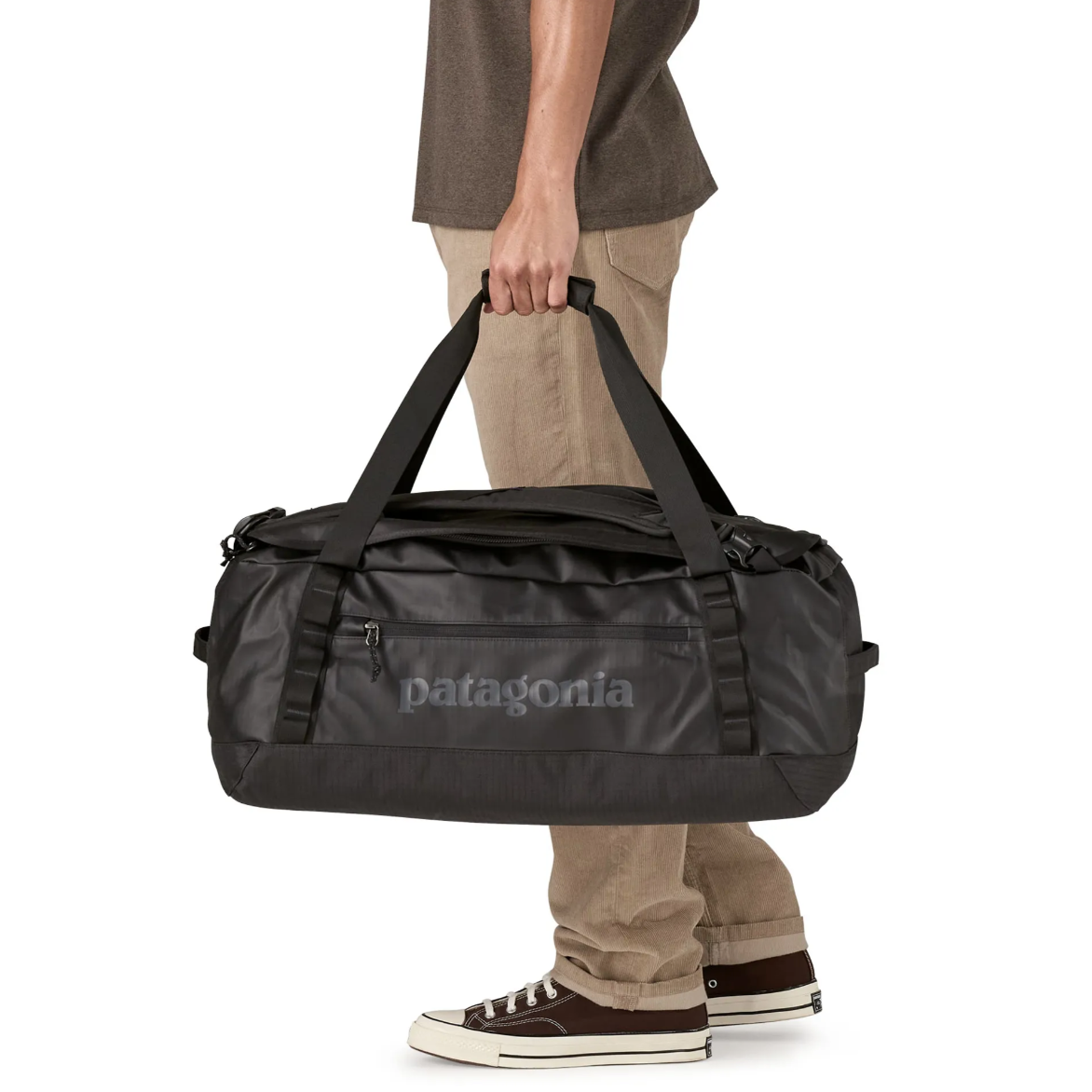 Versatile and spacious Black Hole Duffel 55L by Patagonia in black.