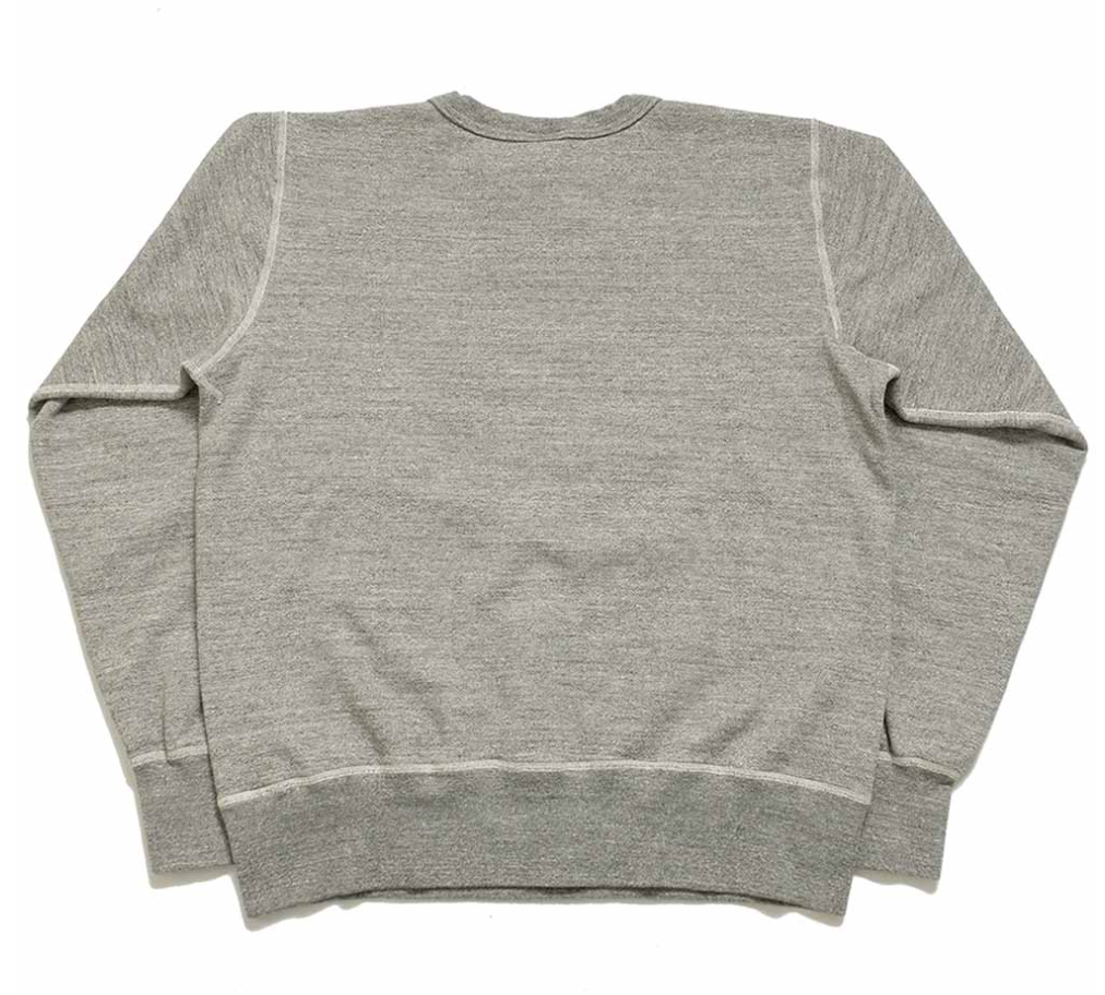 Buzz Rickson's Set-In Crew Neck Sweatshirt in Heather Grey, 100% Cotton, Made in Japan.